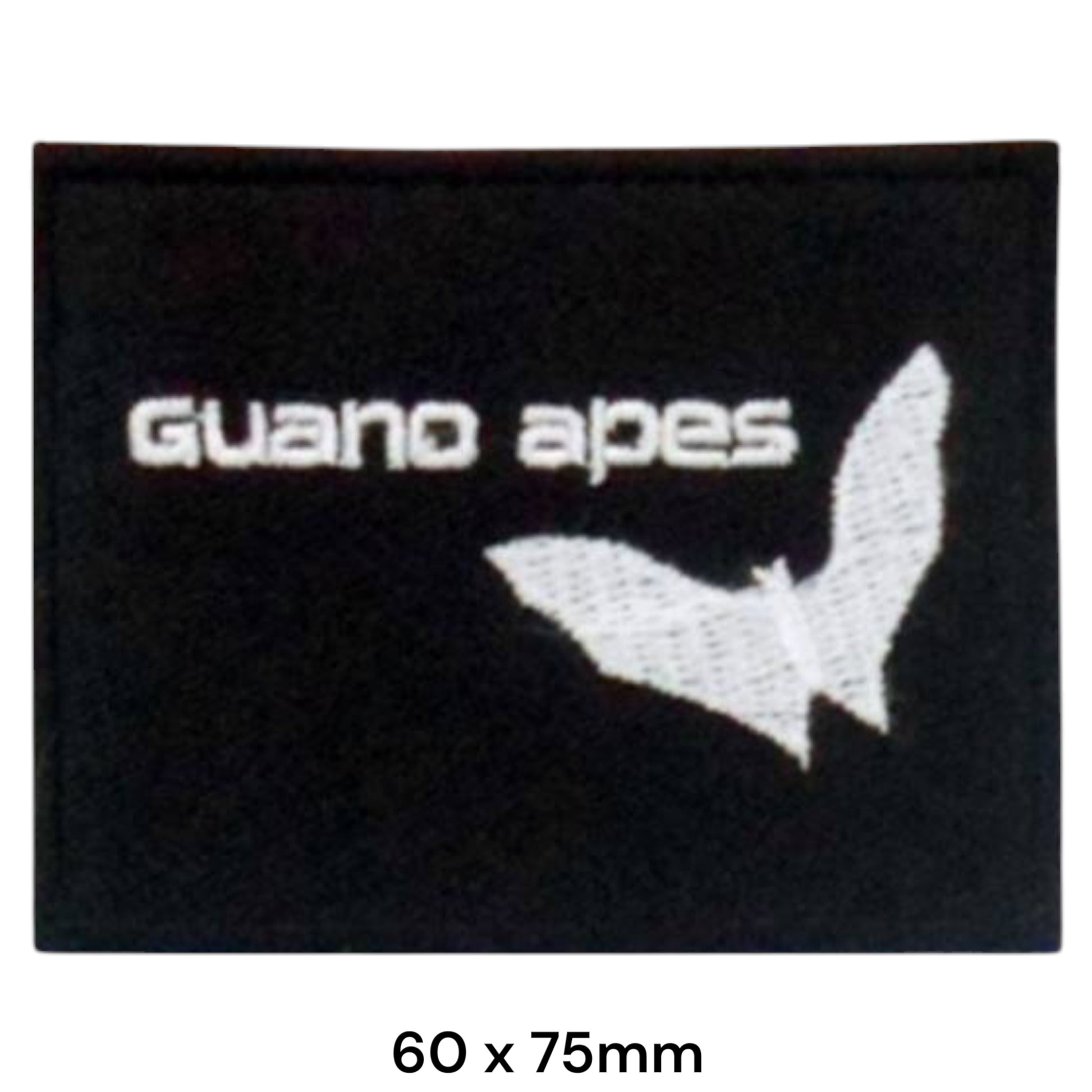 Guano Apes Bat Logo Rectangular Embroidered Patch 60x75mm – Black & White/Silver
