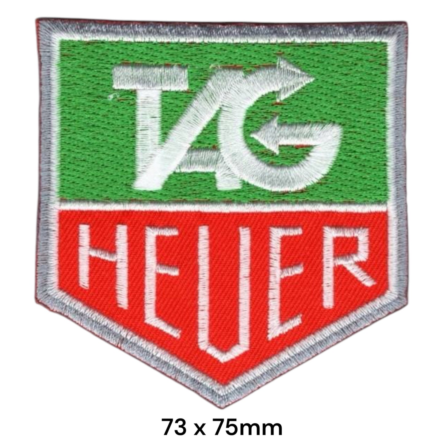 TAG Heuer Shield Logo Square Embroidered Patch 73x75mm – Green, Red & Silver/White