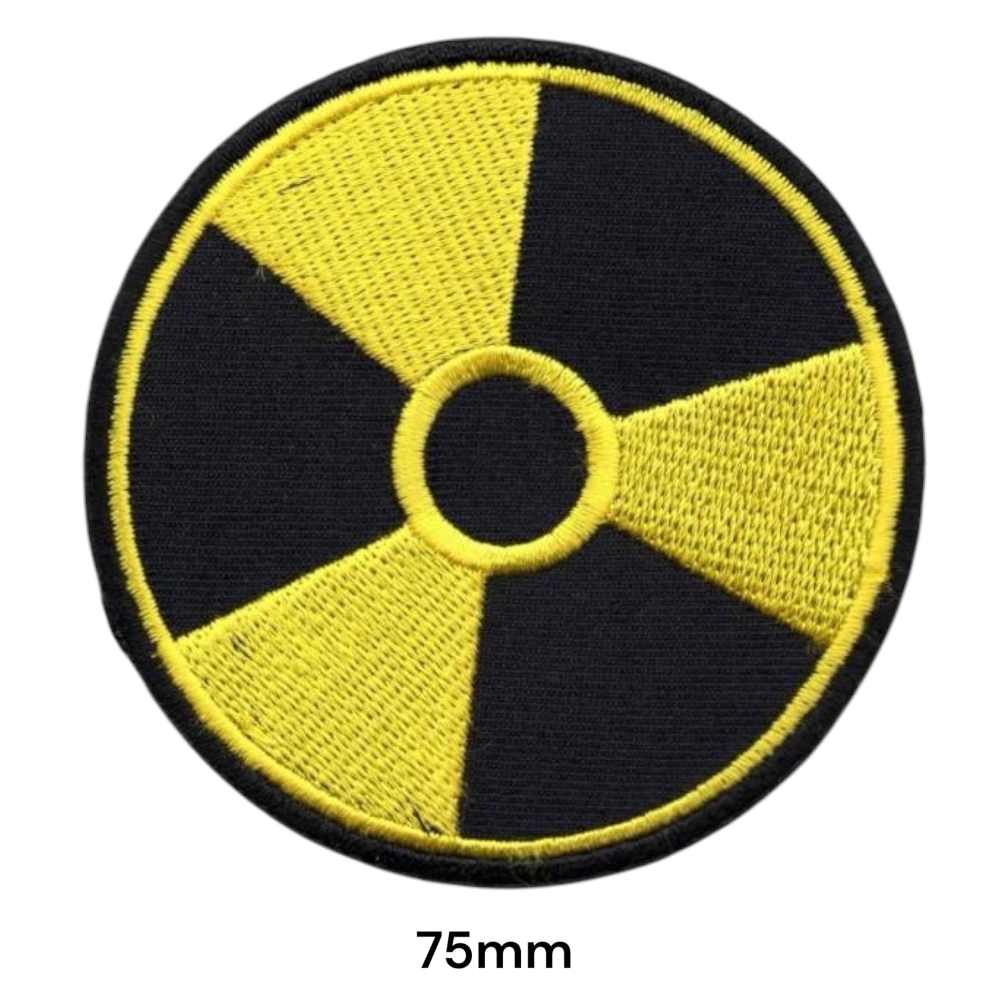 Radioactive Symbol Round Embroidered Patch 75mm – Yellow & Black