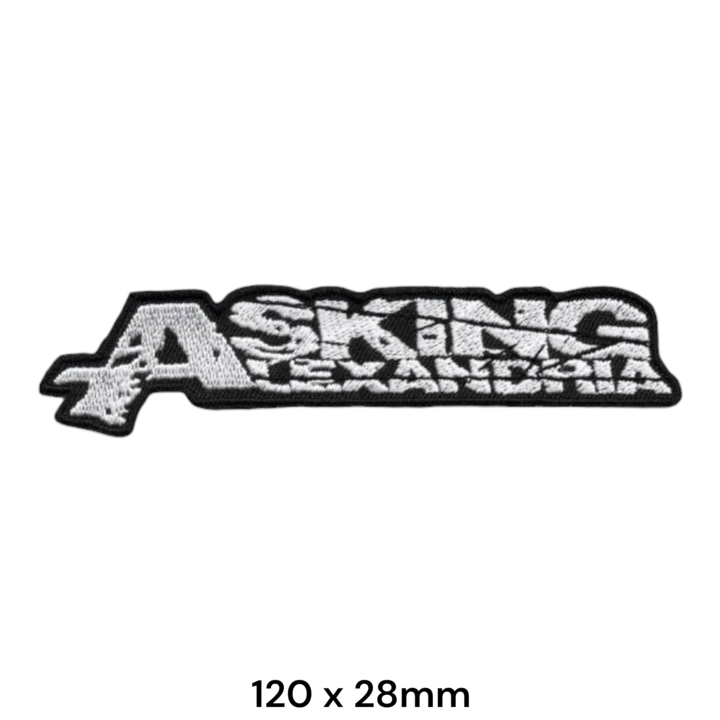 Asking Alexandria Logo Die-Cut Embroidered Patch 120x28mm – White/Silver & Black