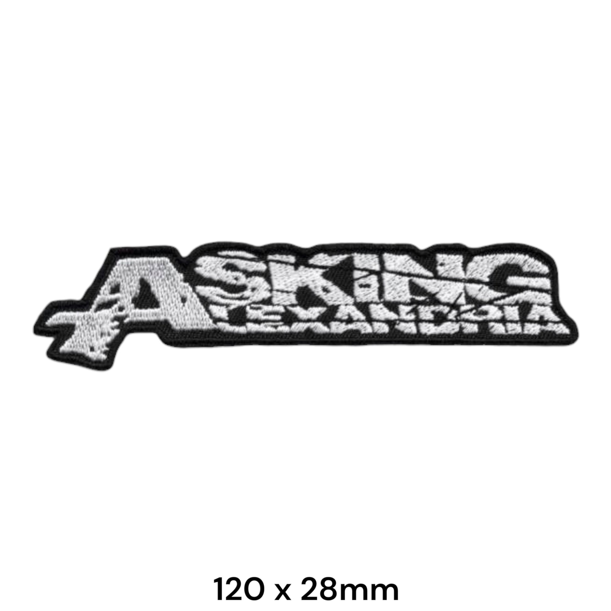 Asking Alexandria Logo Die-Cut Embroidered Patch 120x28mm – White/Silver & Black