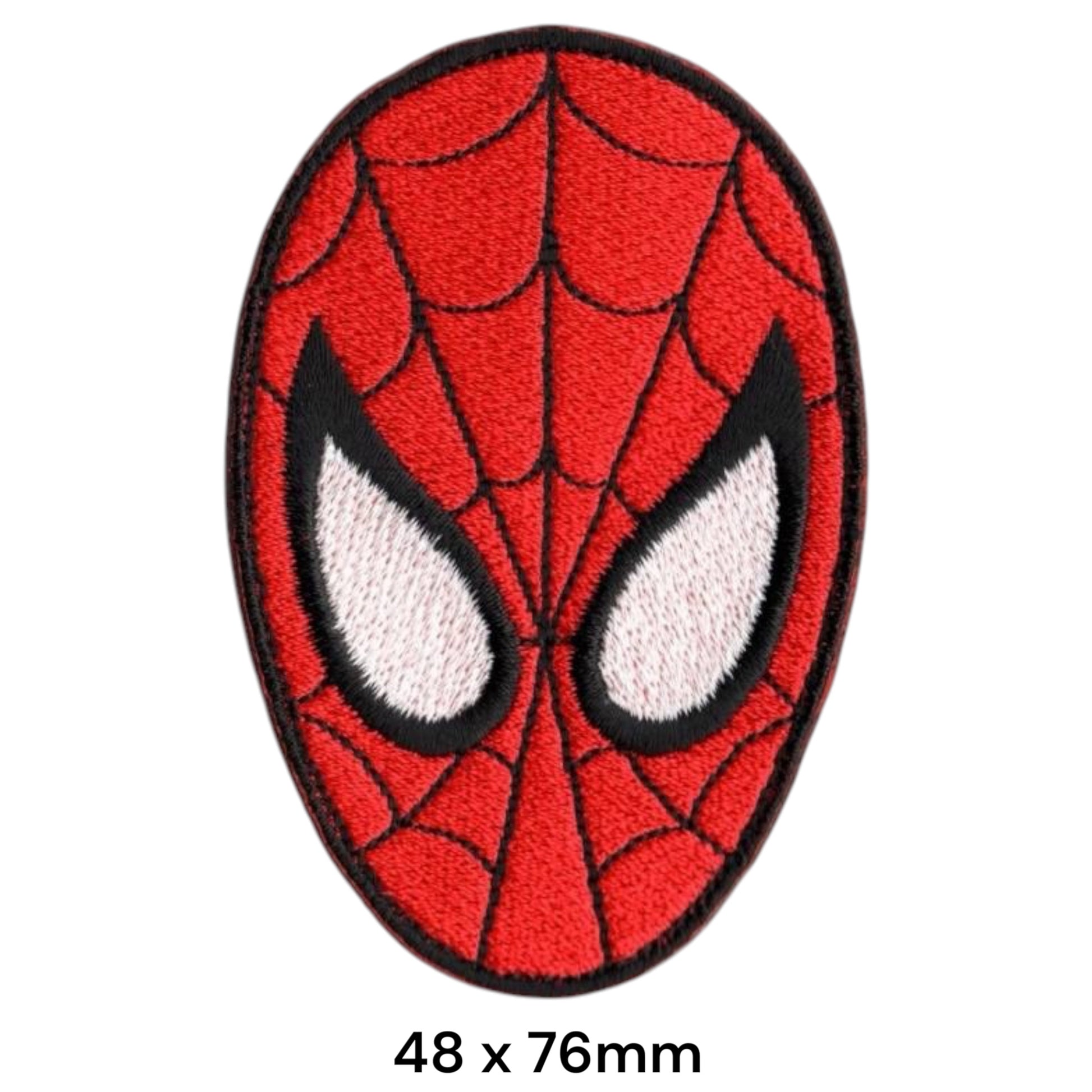 Spider-Man Mask Face Oval Embroidered Patch 48x76mm – Red, White & Black