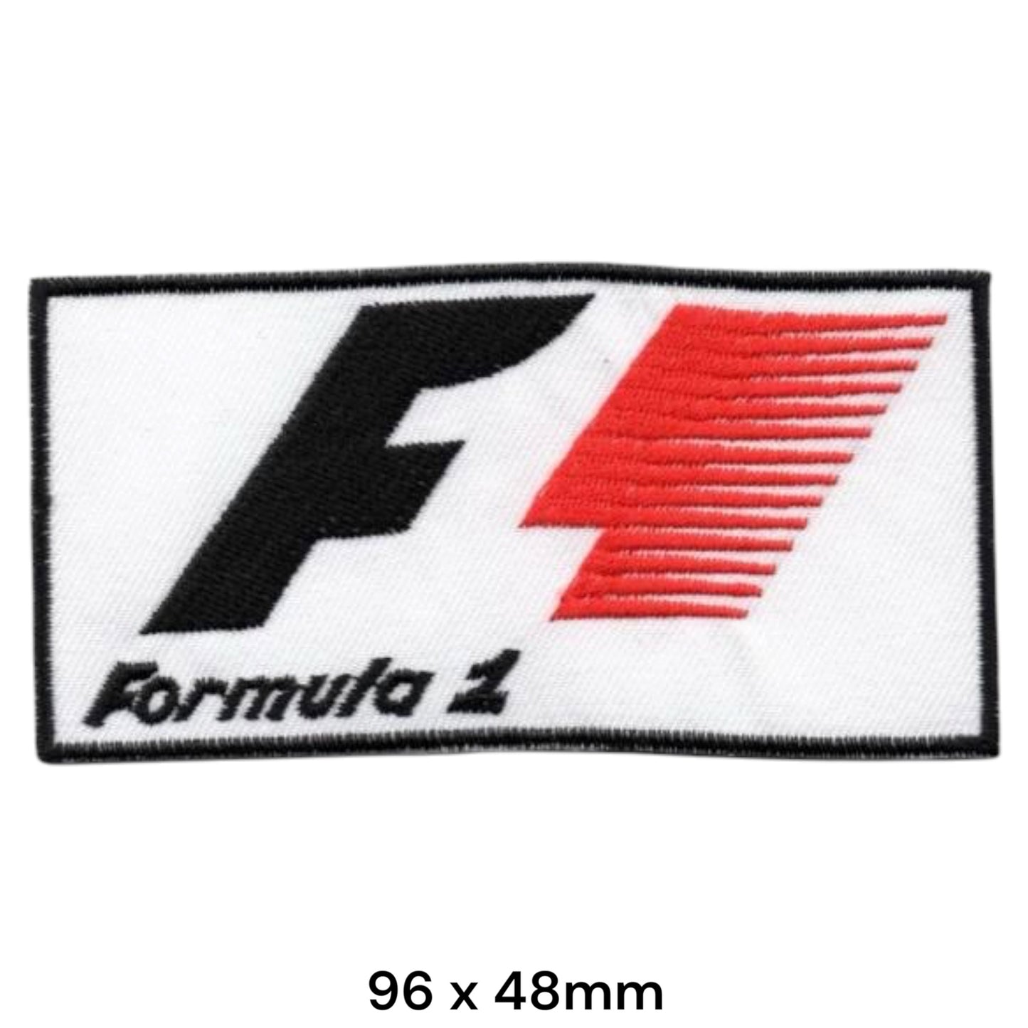 Formula 1 Classic Logo Rectangular Embroidered Patch 96x48mm – Black, Red & White