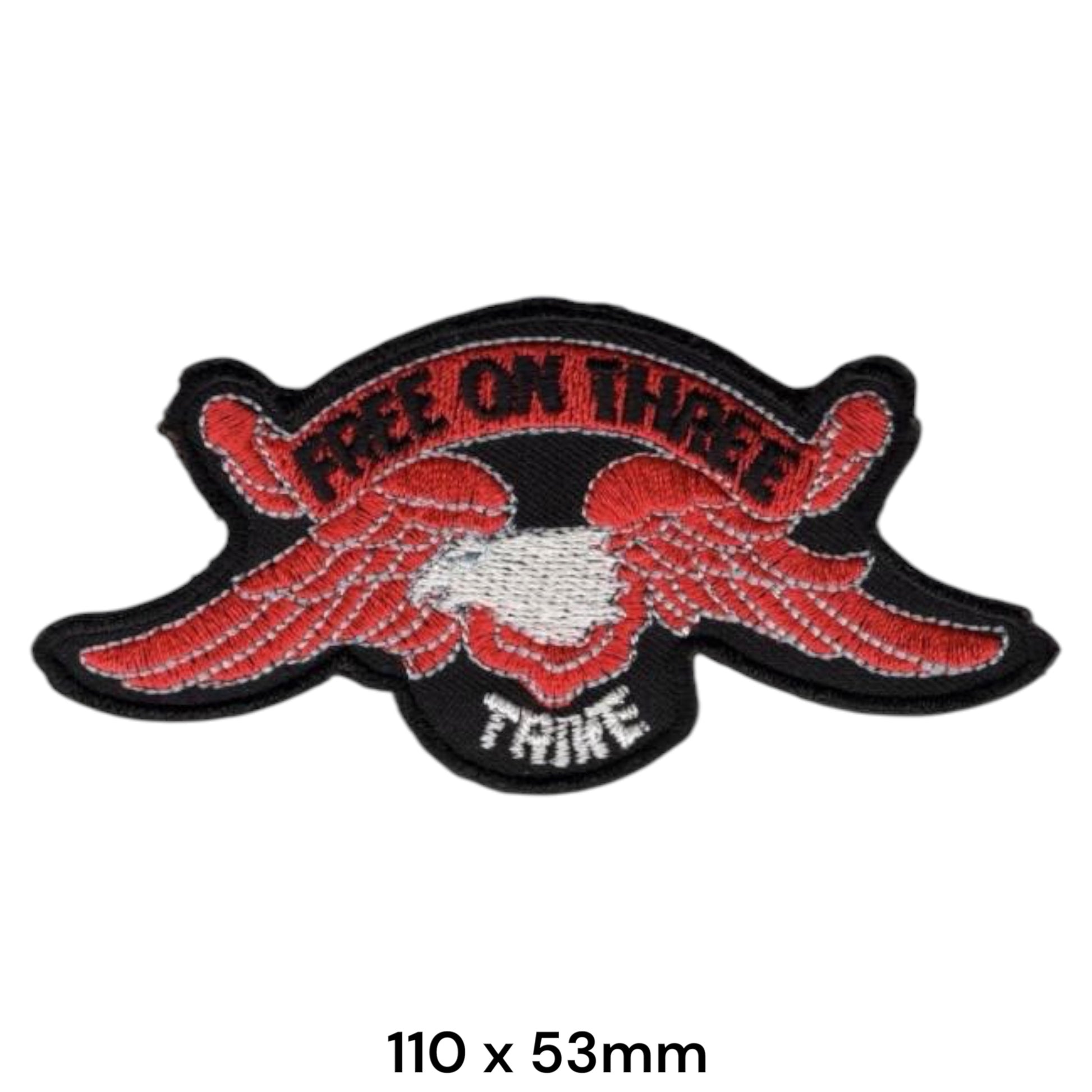 Free On Three Tribe Eagle Wings Die-Cut Embroidered Patch 110x53mm – Red, White & Black