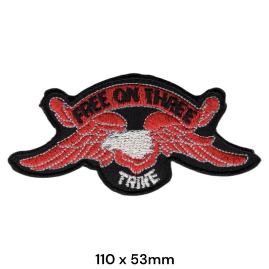 Free On Three Tribe Eagle Wings Die-Cut Embroidered Patch 110x53mm – Red, White & Black