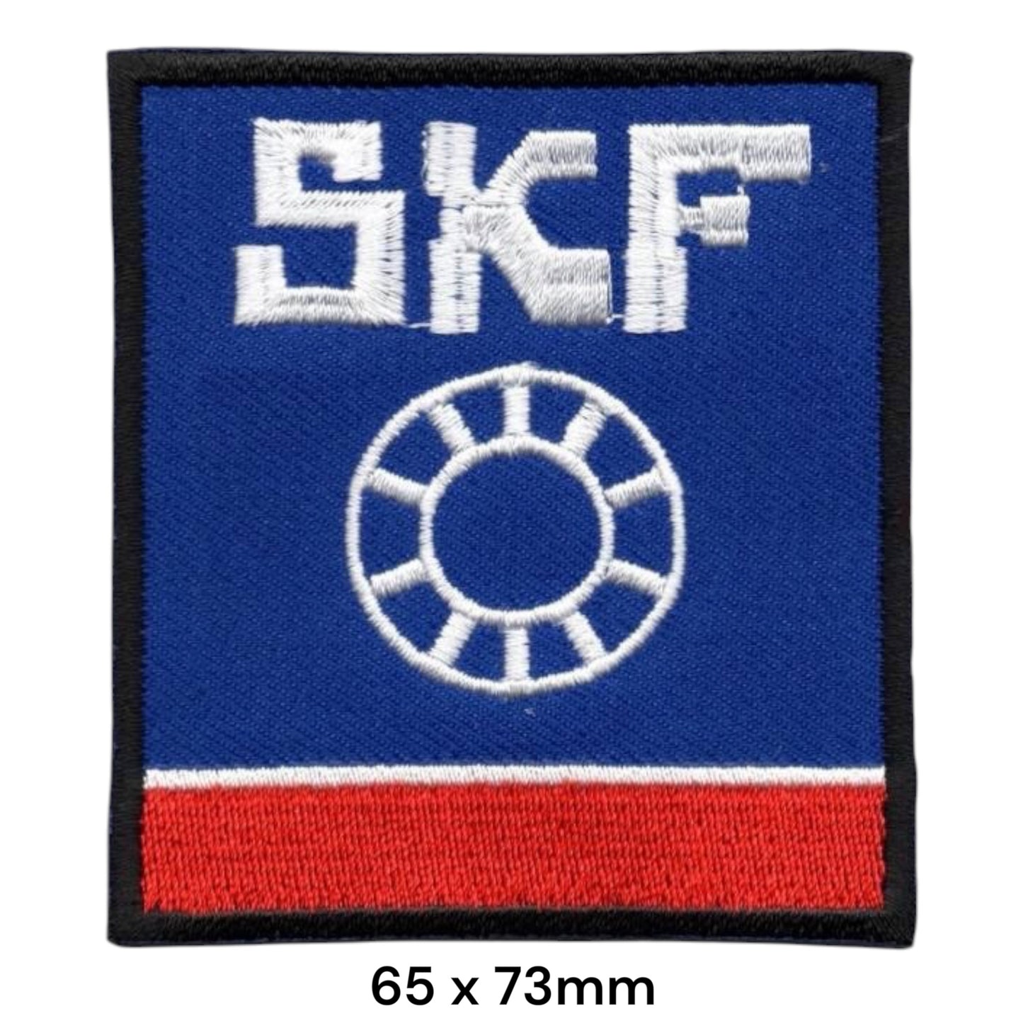 SKF Bearings Logo Square Embroidered Patch 65x73mm – Blue, Red & White