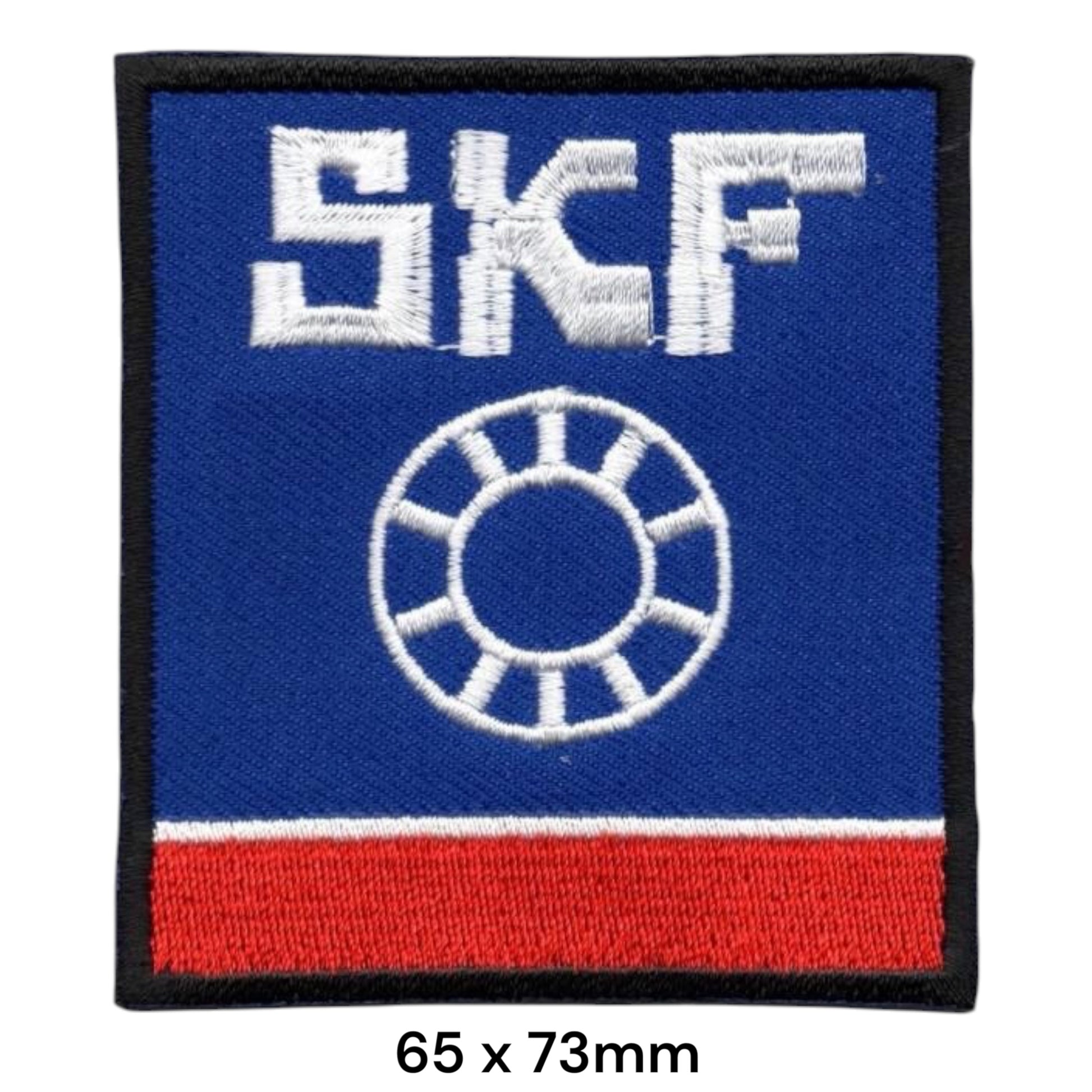 SKF Bearings Logo Square Embroidered Patch 65x73mm – Blue, Red & White
