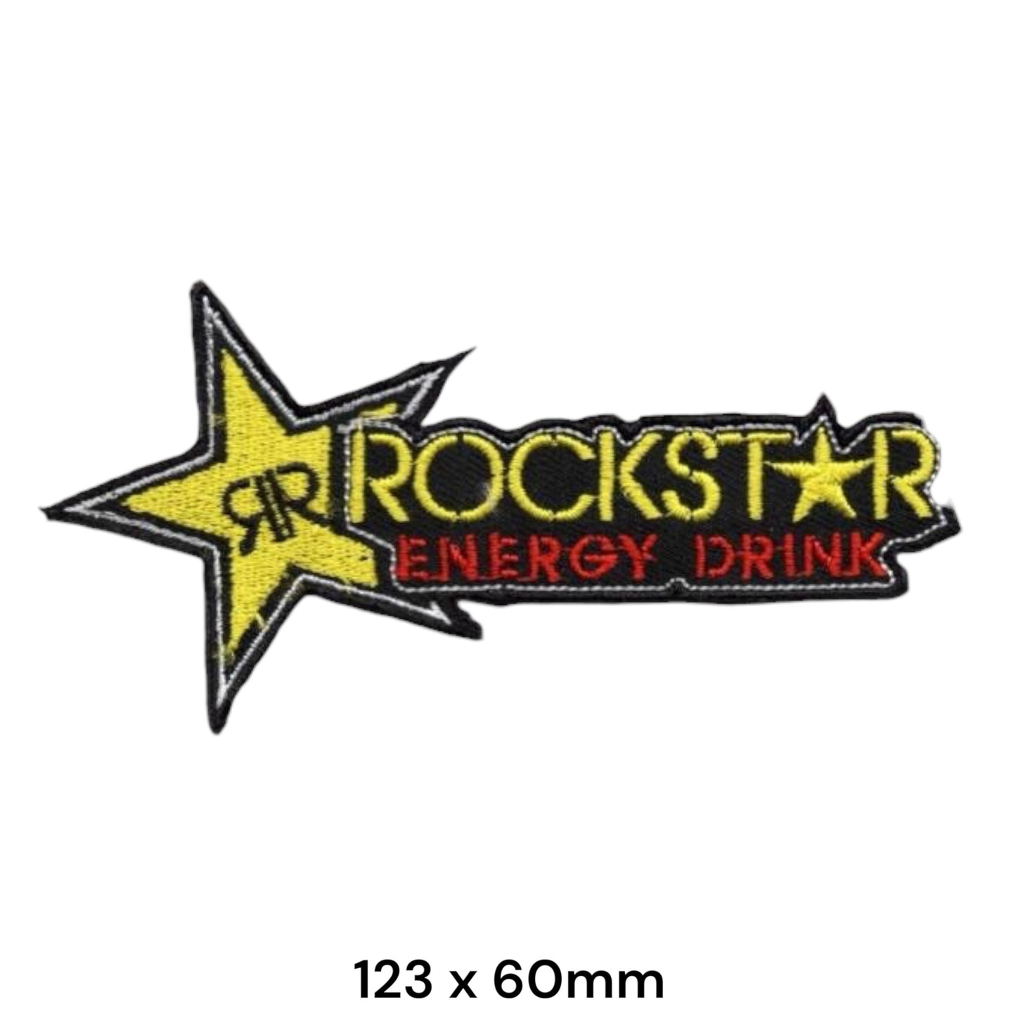 Rockstar Energy Drink Logo Die-Cut Embroidered Patch 123x60mm – Yellow, Red & Black