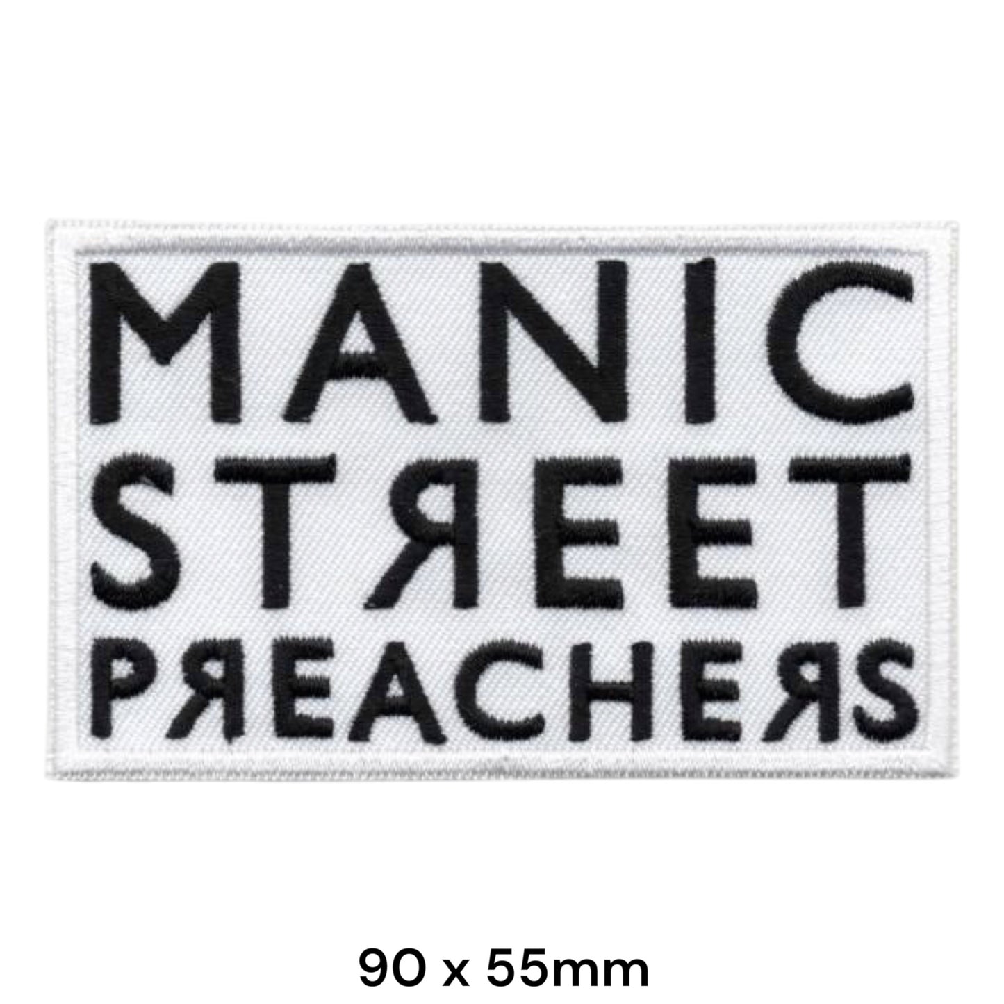 Manic Street Preachers Logo Rectangular Embroidered Patch 90x55mm – Black & White