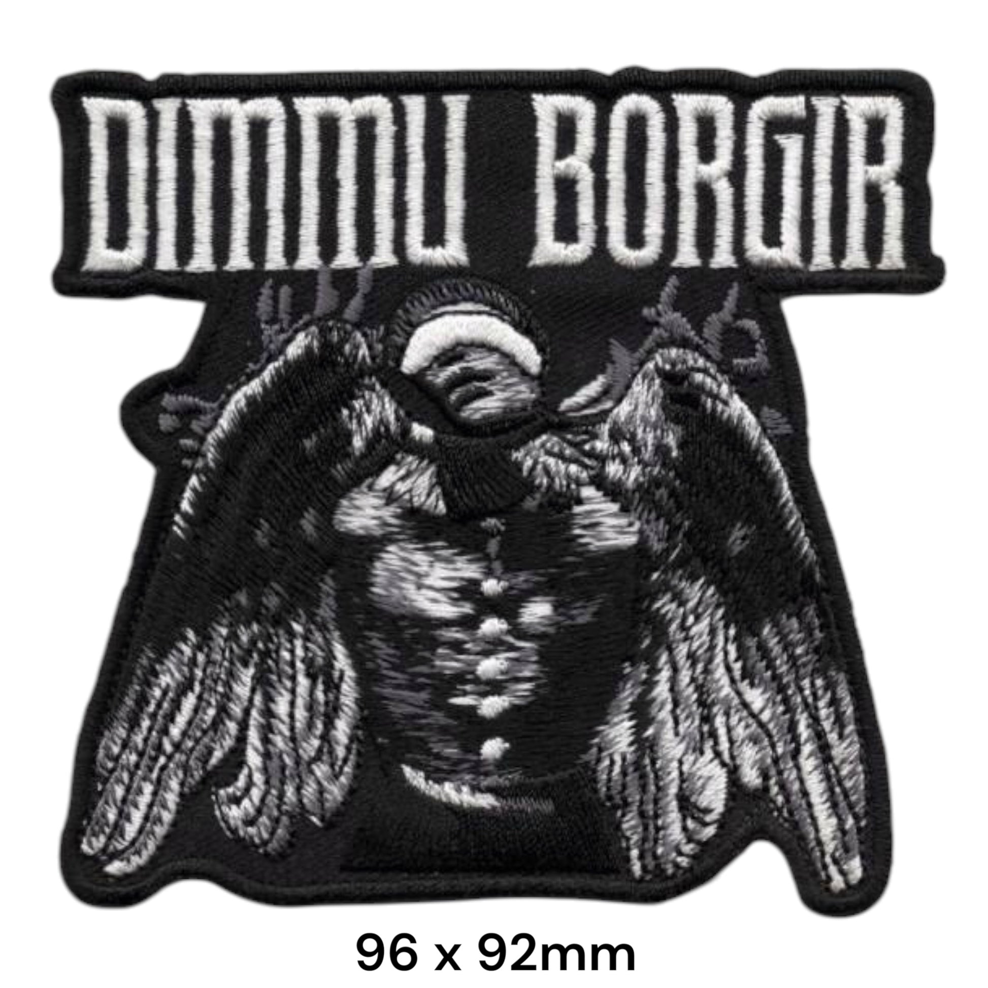 Dimmu Borgir Dark Angel Wings Die-Cut Embroidered Patch 96x92mm – White/Silver & Black