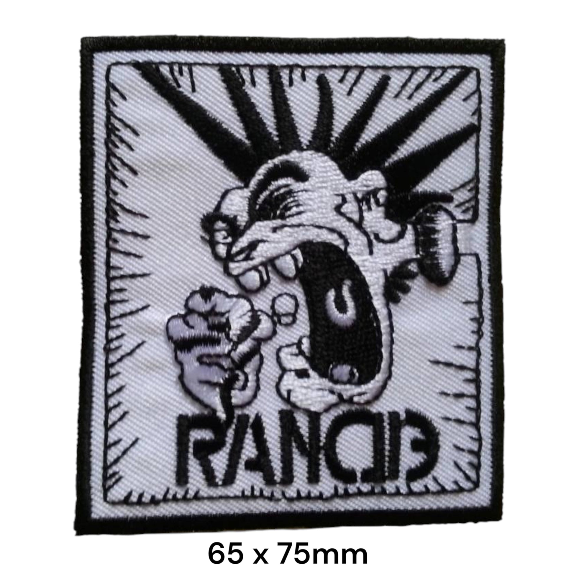 Rancid Screaming Skull Fist Square Embroidered Patch 65x75mm – White & Black
