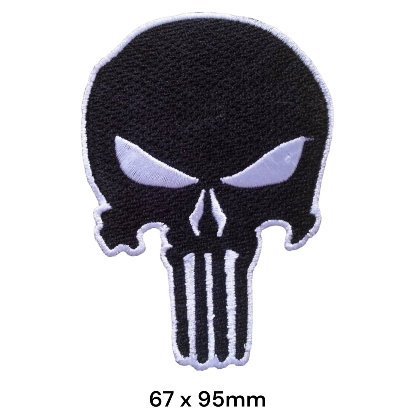 The Punisher Skull Die-Cut Embroidered Patch 67x95mm – Black & White