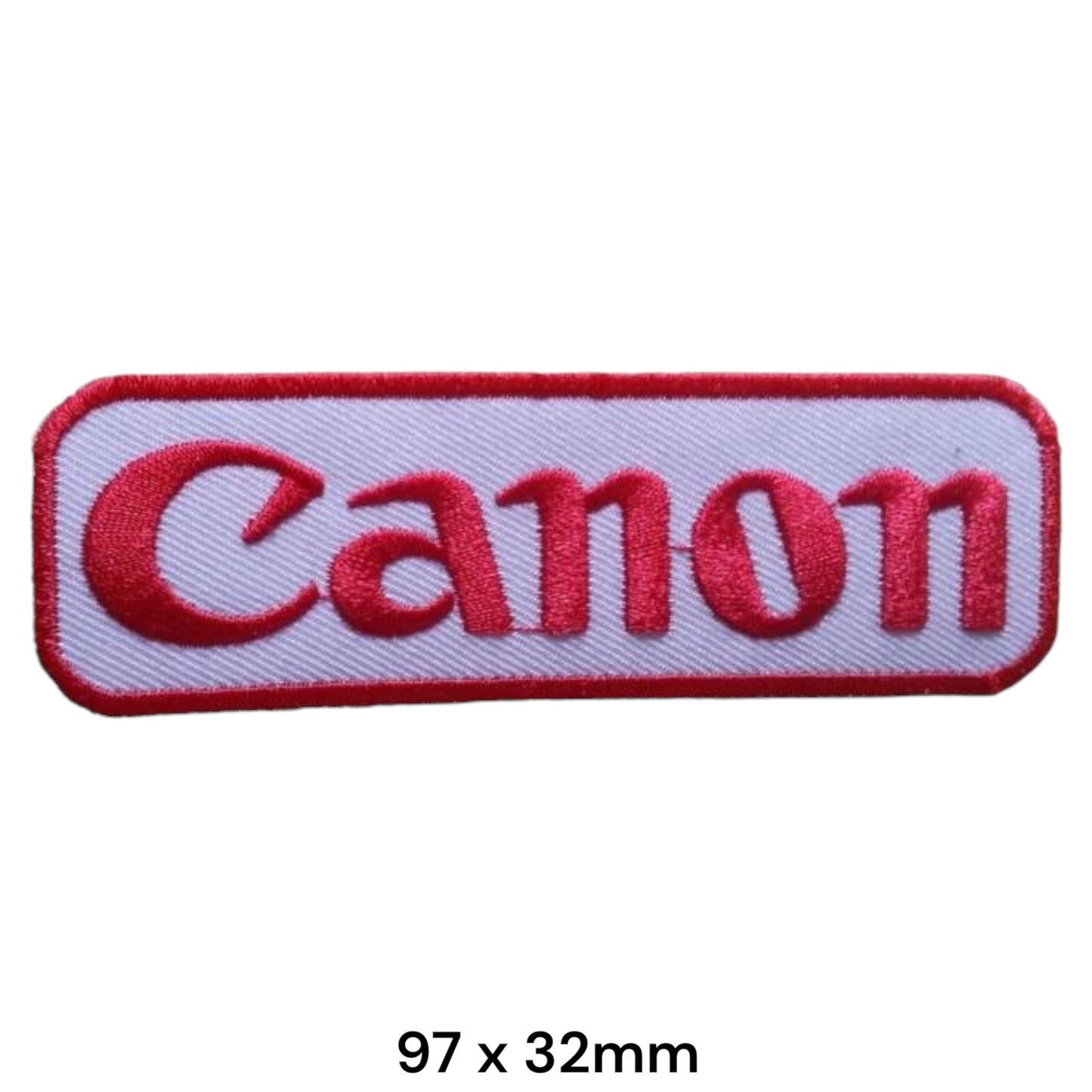 Canon Logo Rounded Rectangle Embroidered Patch 97x32mm – Red & White