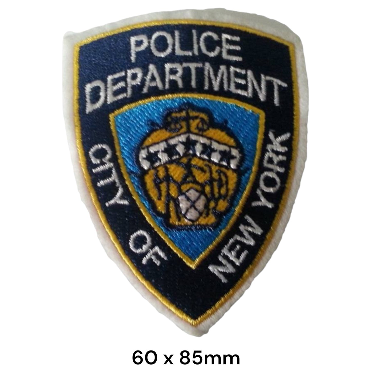 NYPD Police Department City of New York Shield Embroidered Patch 60x85mm – White, Navy, Blue & Gold/Yellow