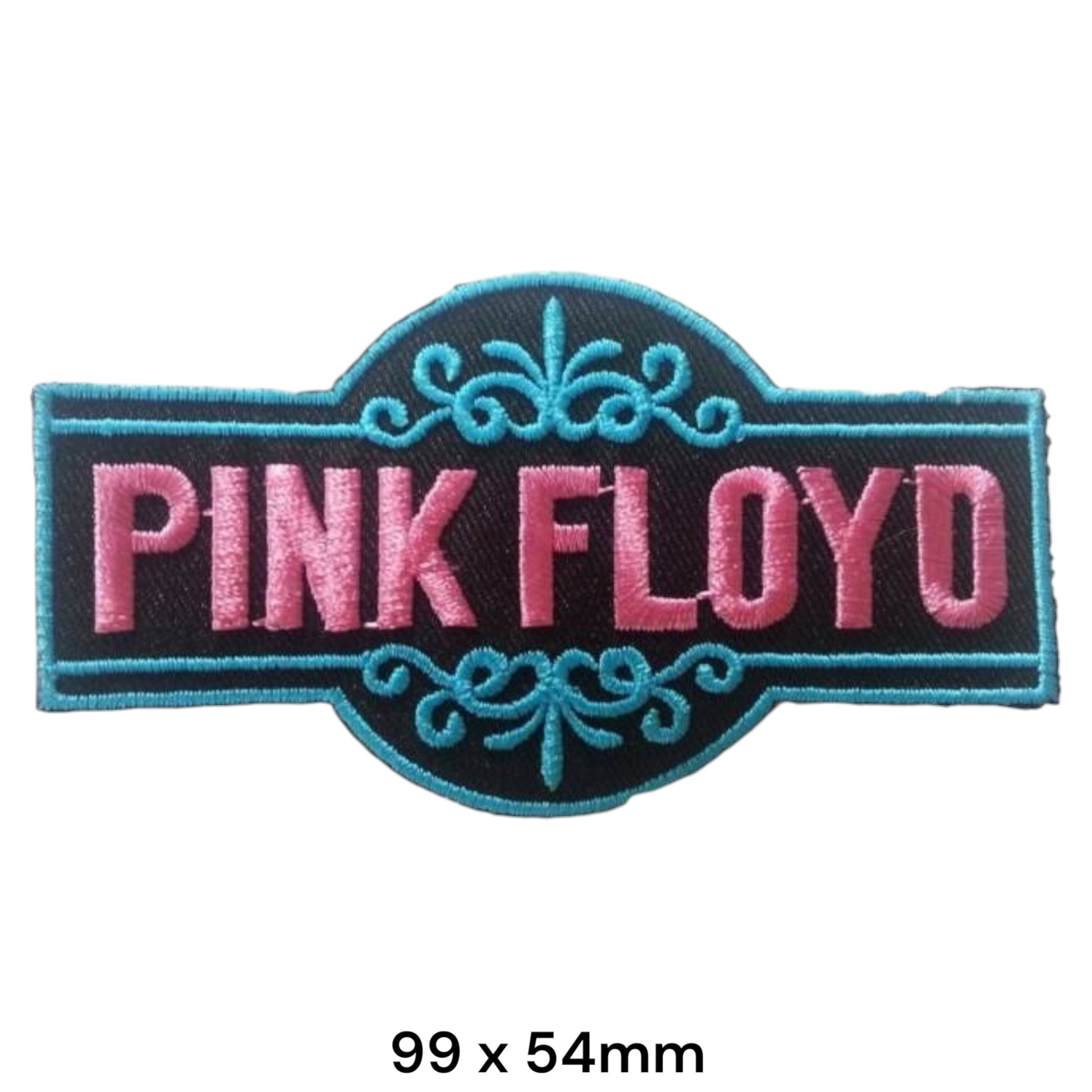 Pink Floyd Ornate Sign Die-Cut Embroidered Patch 99x54mm – Pink & Turquoise/Black