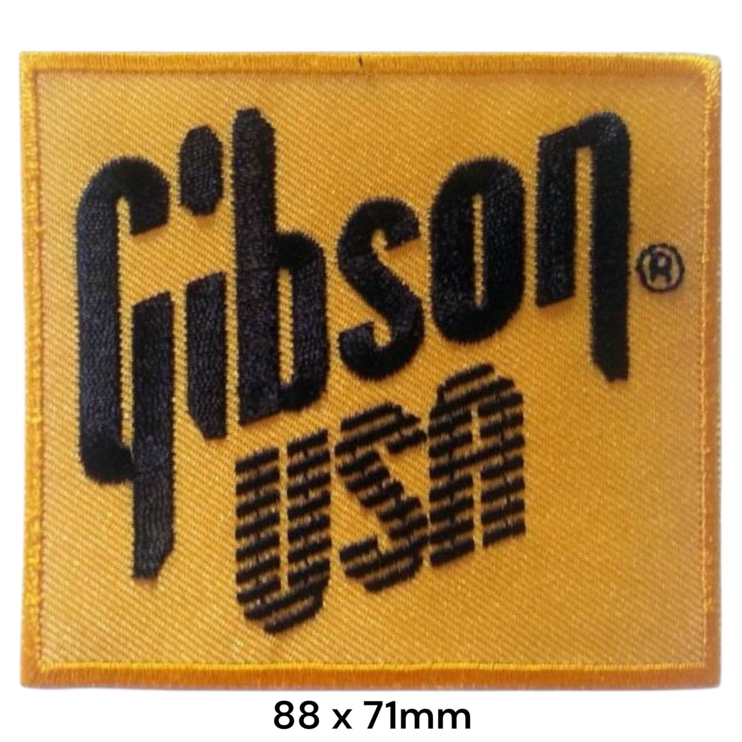 Gibson USA Logo Rectangular Embroidered Patch 88x71mm – Black & Yellow/Gold