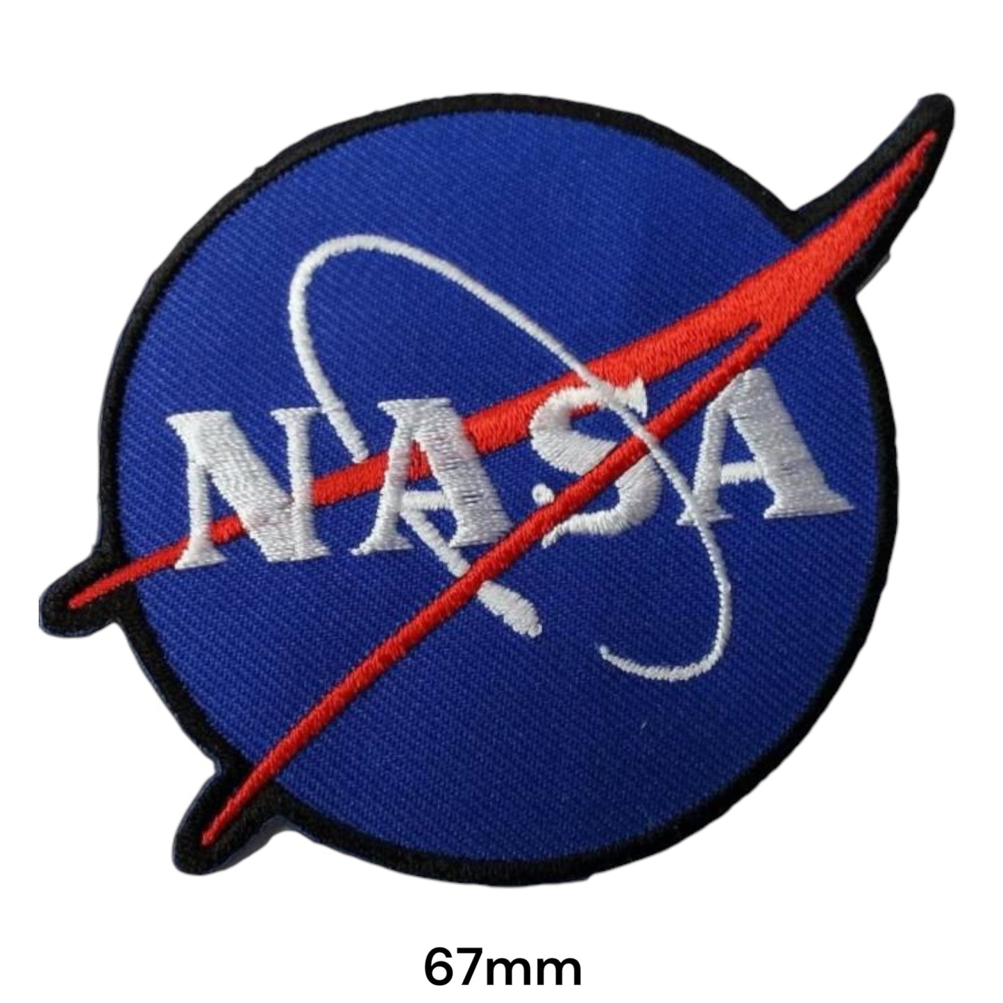 NASA Meatball Logo Die-Cut Embroidered Patch 67mm – White, Red & Blue