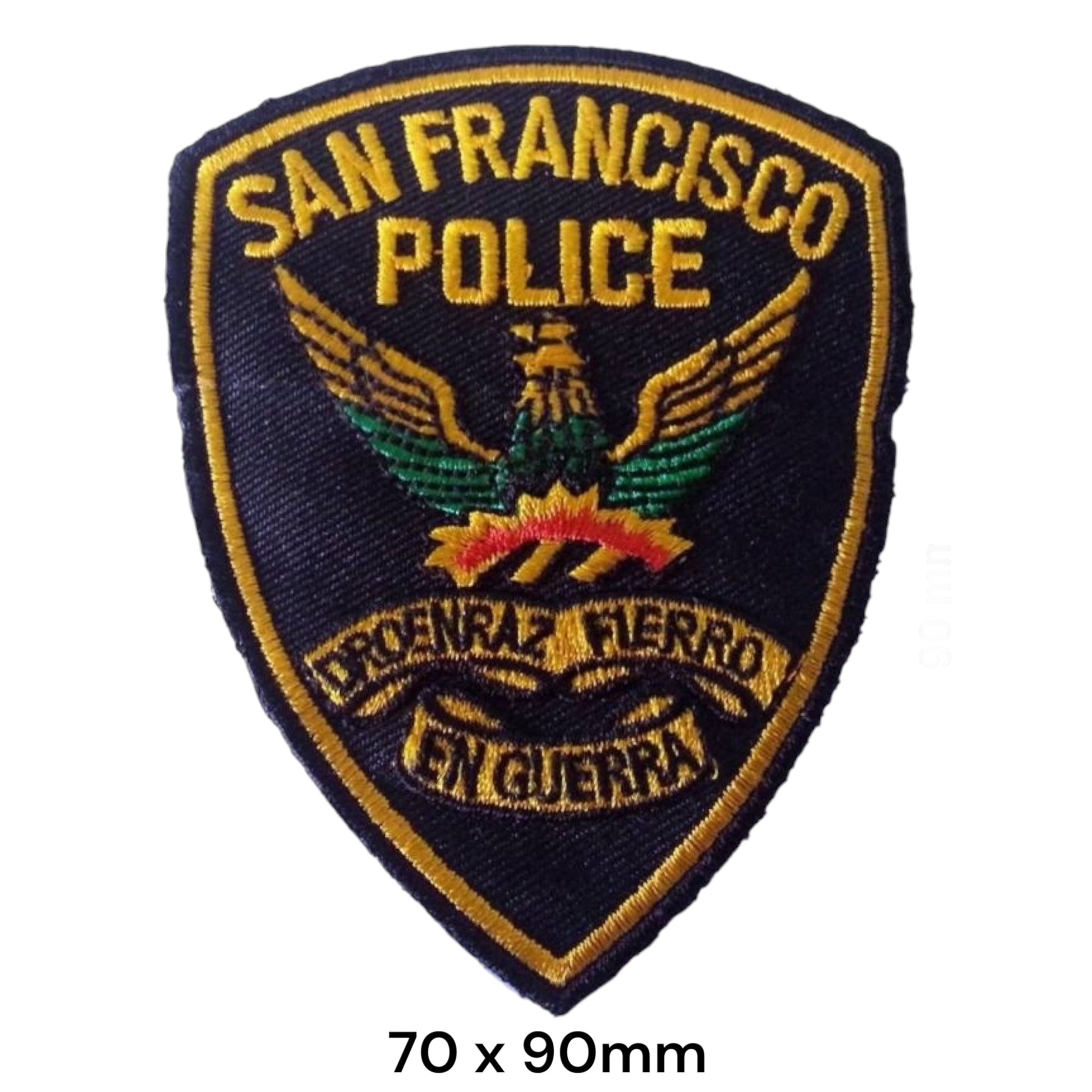 San Francisco Police Shield Embroidered Patch 70x90mm – Gold/Yellow, Green, Red & Navy