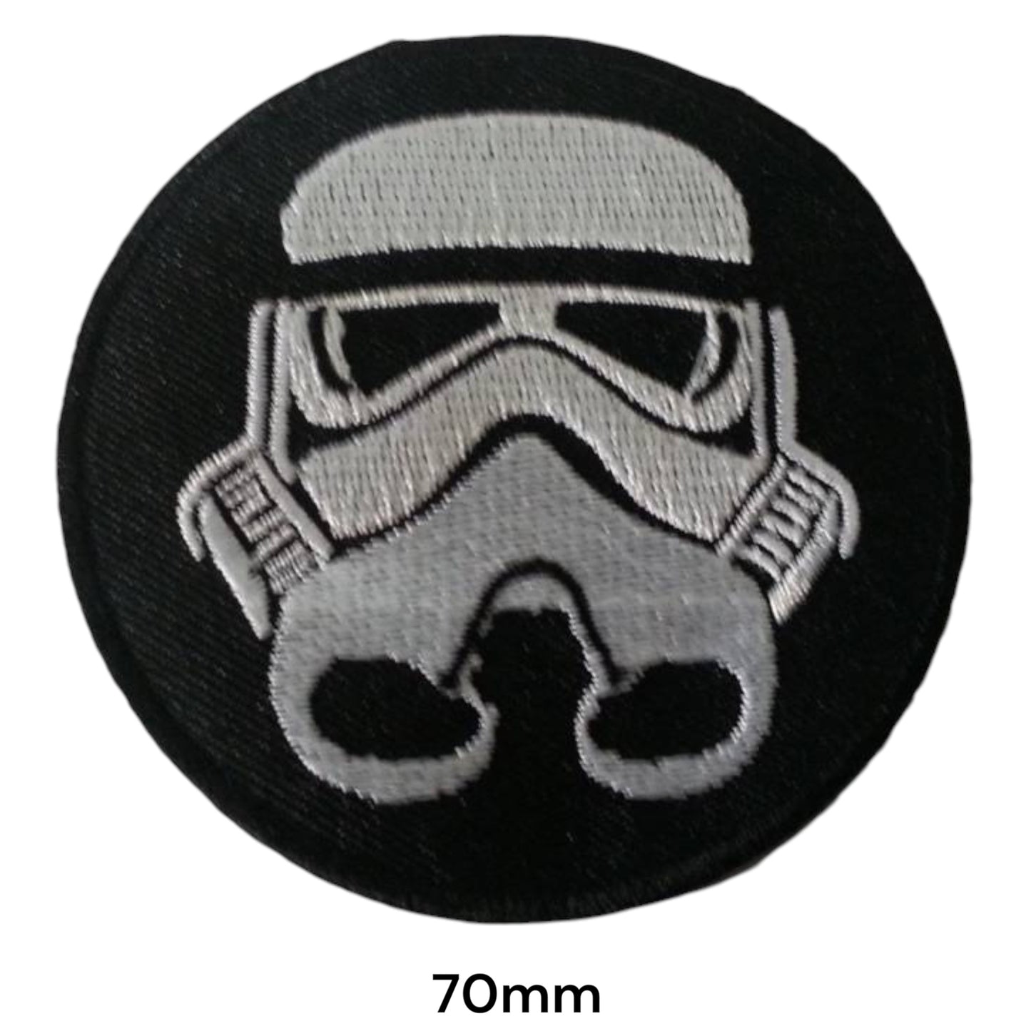 Stormtrooper Helmet Round Embroidered Patch 70mm – White/Silver & Black