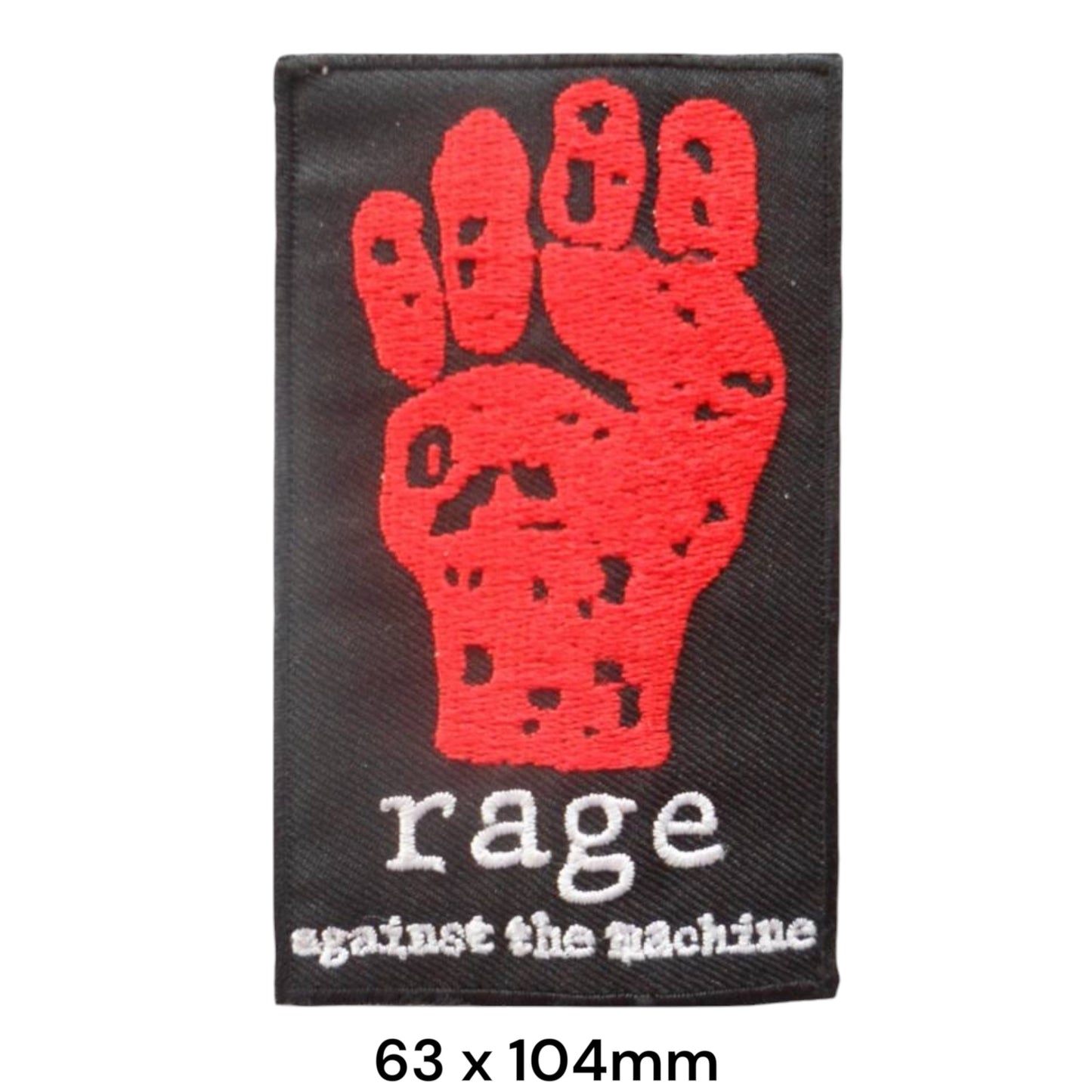 Rage Against the Machine Raised Fist Logo Rectangular Embroidered Patch 63x104mm – Red, White & Black