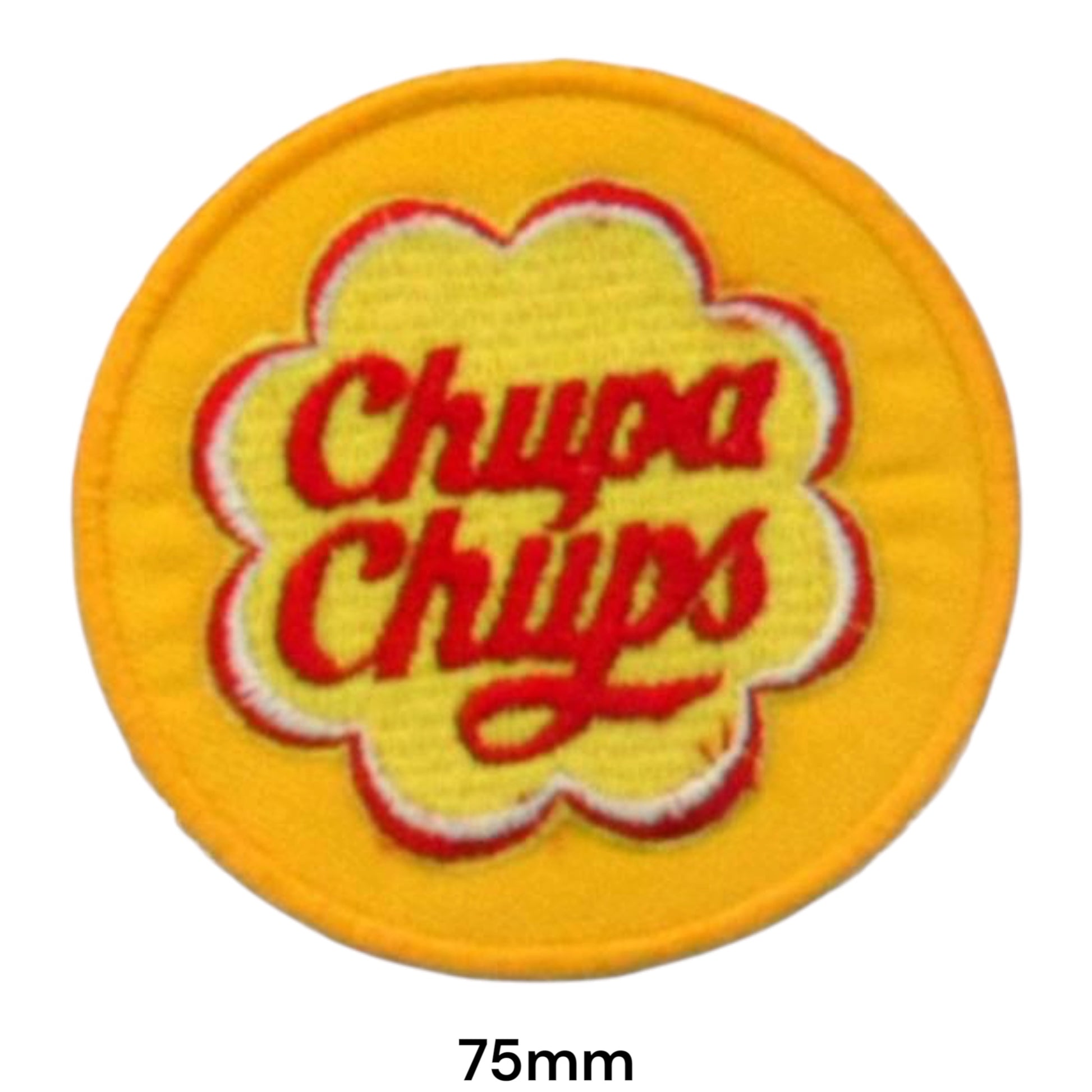 Chupa Chups Logo Round Embroidered Patch 75mm – Yellow, Red & White