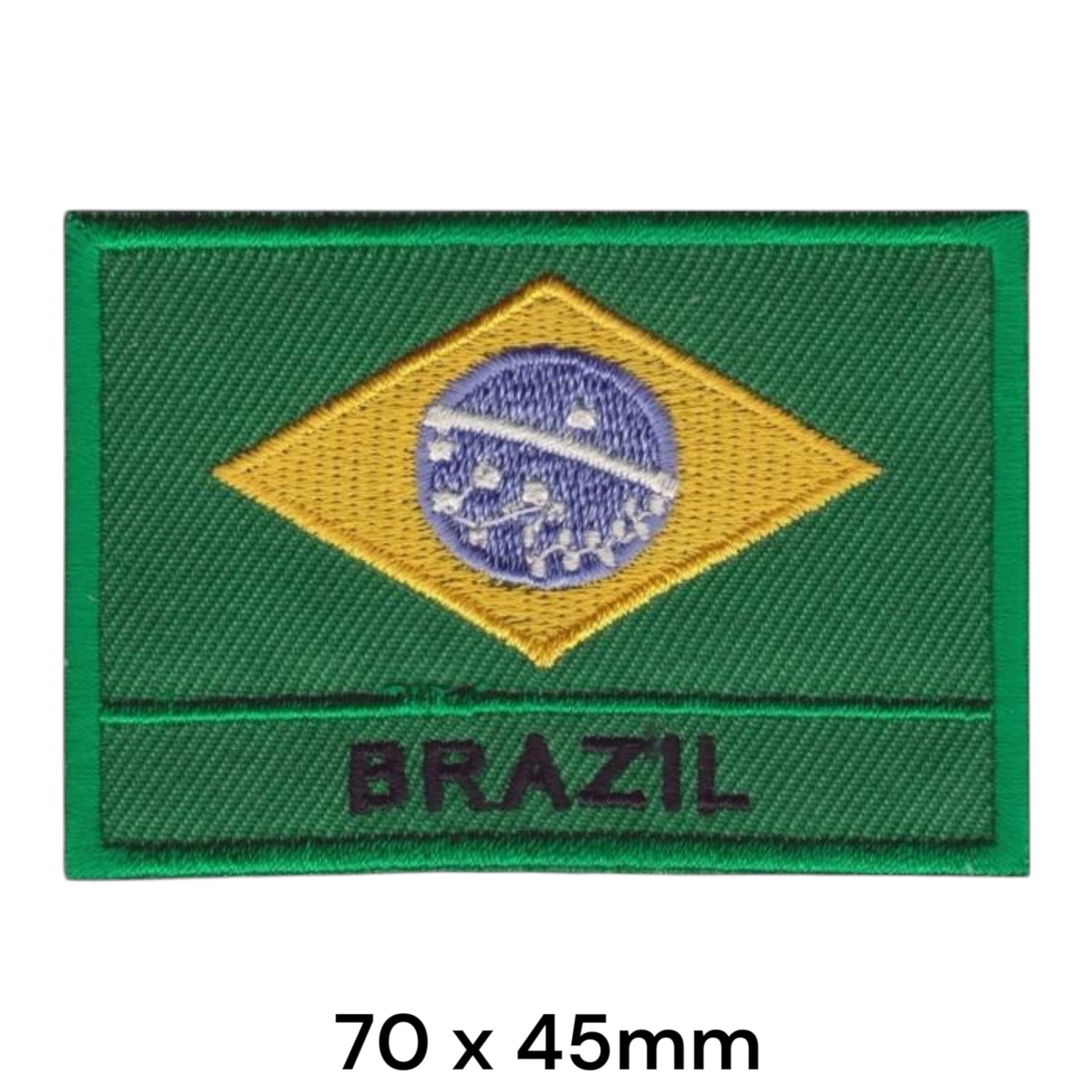 Brazil Flag Rectangular Embroidered Patch 70x45mm – Green, Gold, Blue & White