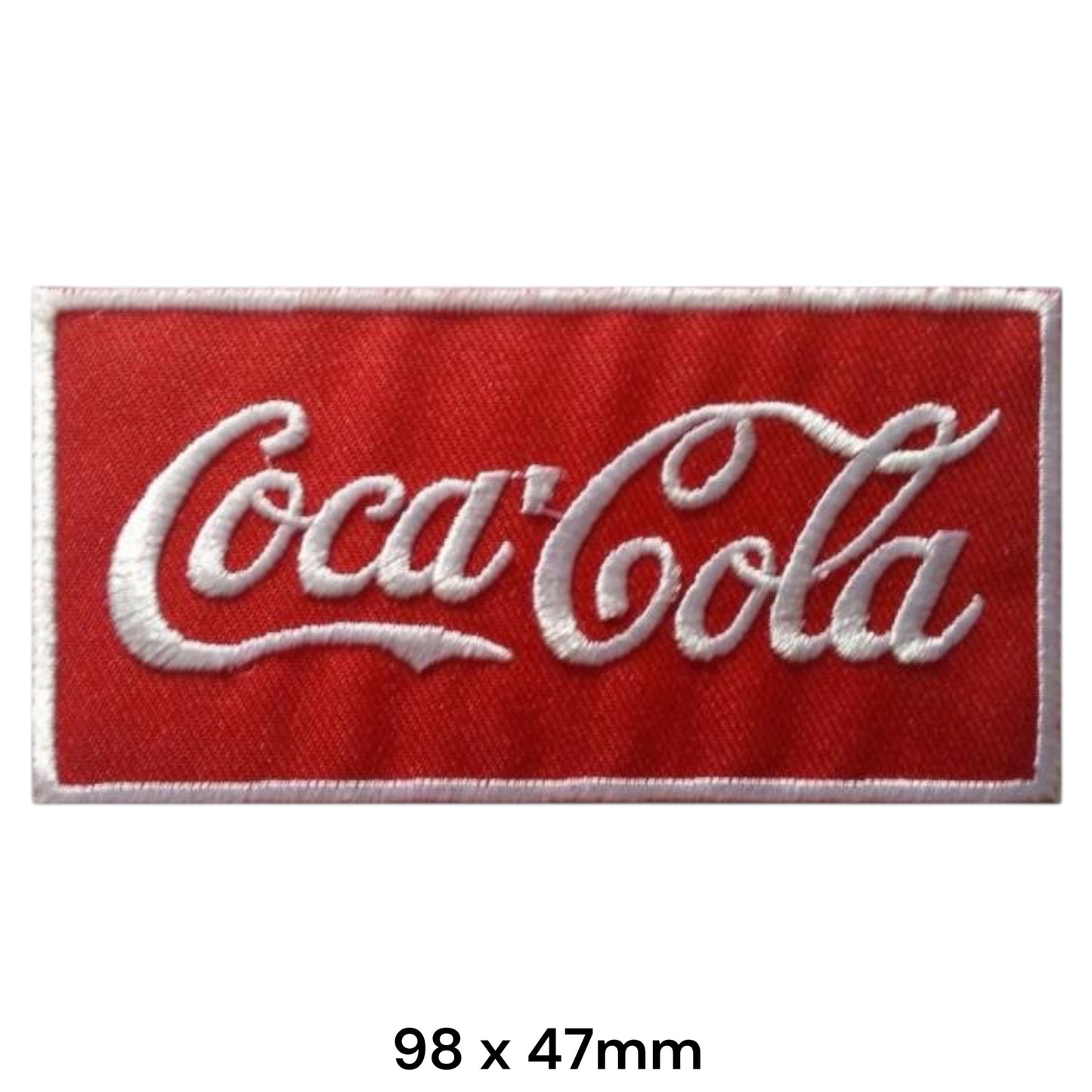 Coca-Cola Script Logo Rectangular Embroidered Patch 98x47mm – Red & White