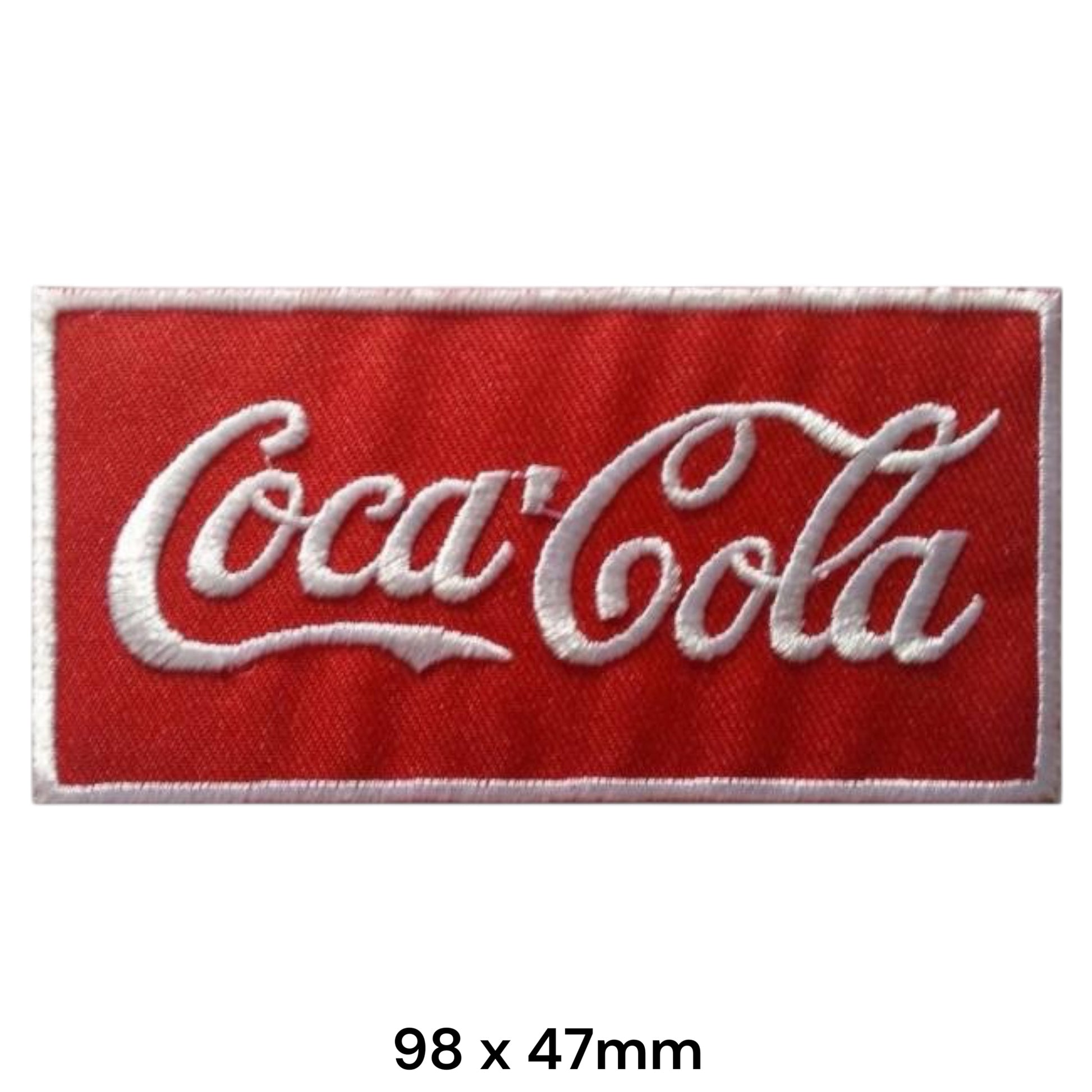 Coca-Cola Script Logo Rectangular Embroidered Patch 98x47mm – Red & White