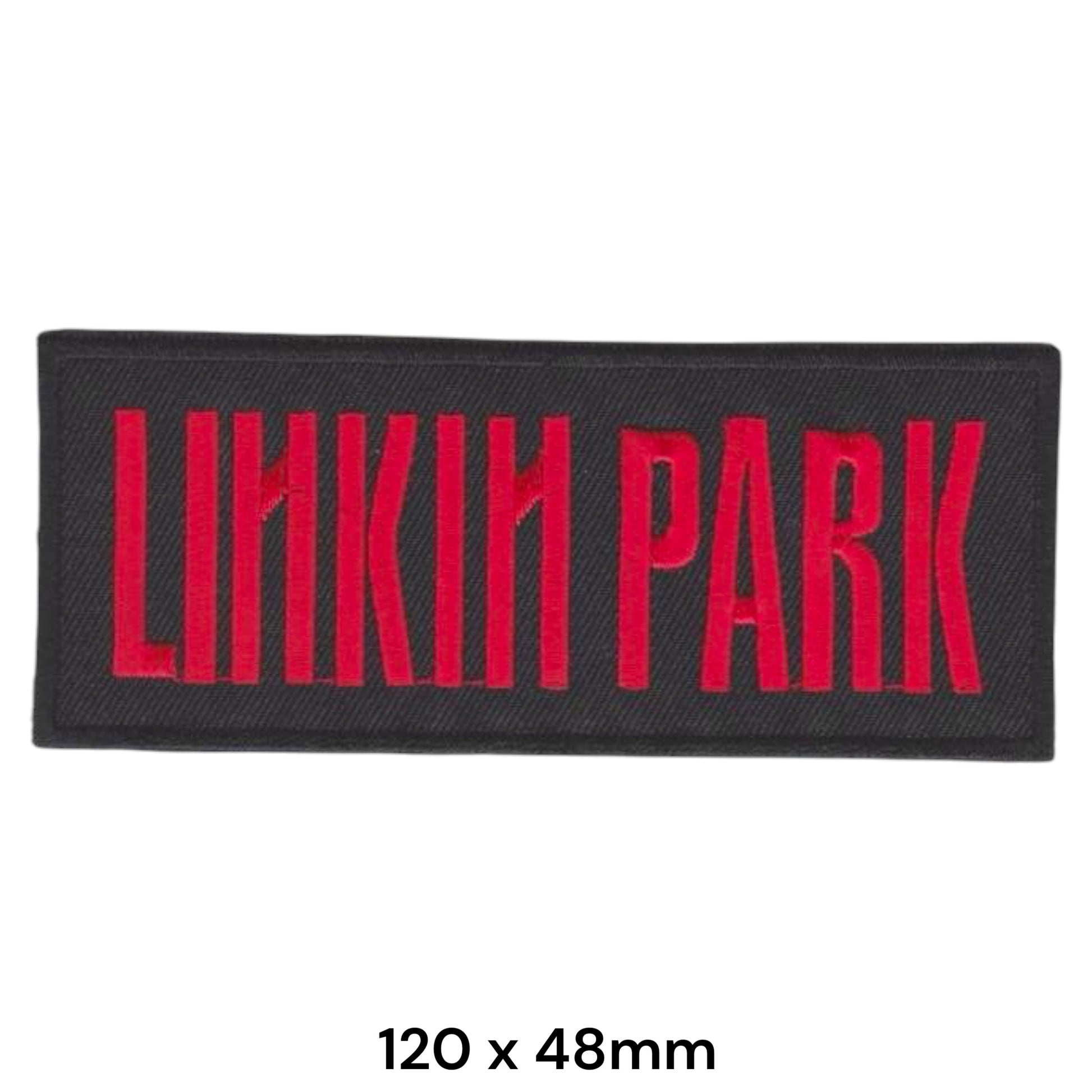 Linkin Park Bold Caps Logo Rectangular Embroidered Patch 120x48mm – Red & Black