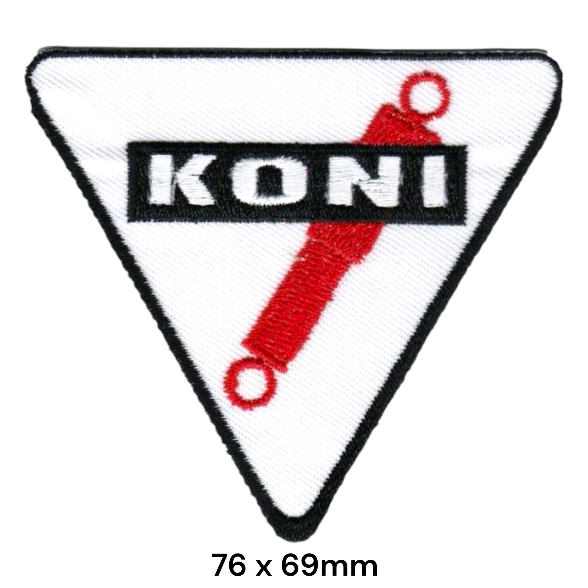 Koni Shock Absorber Triangle Logo Embroidered Patch 76x69mm – Red, White & Black