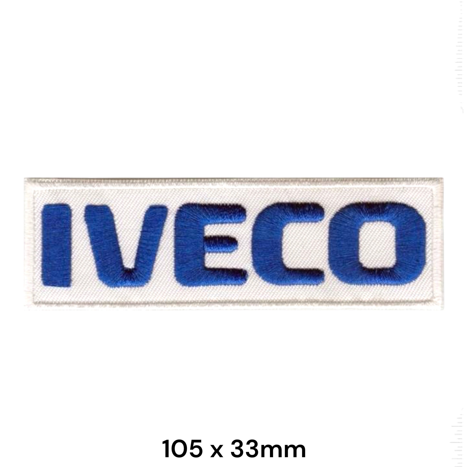 Iveco Wordmark Rectangular Embroidered Patch 105x33mm – Blue & White