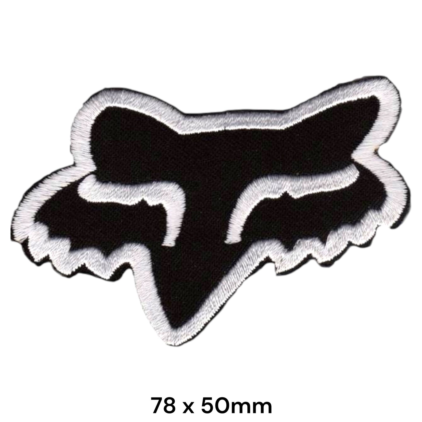 Fox Racing Fox Head Die-Cut Embroidered Patch 78x50mm – White & Black