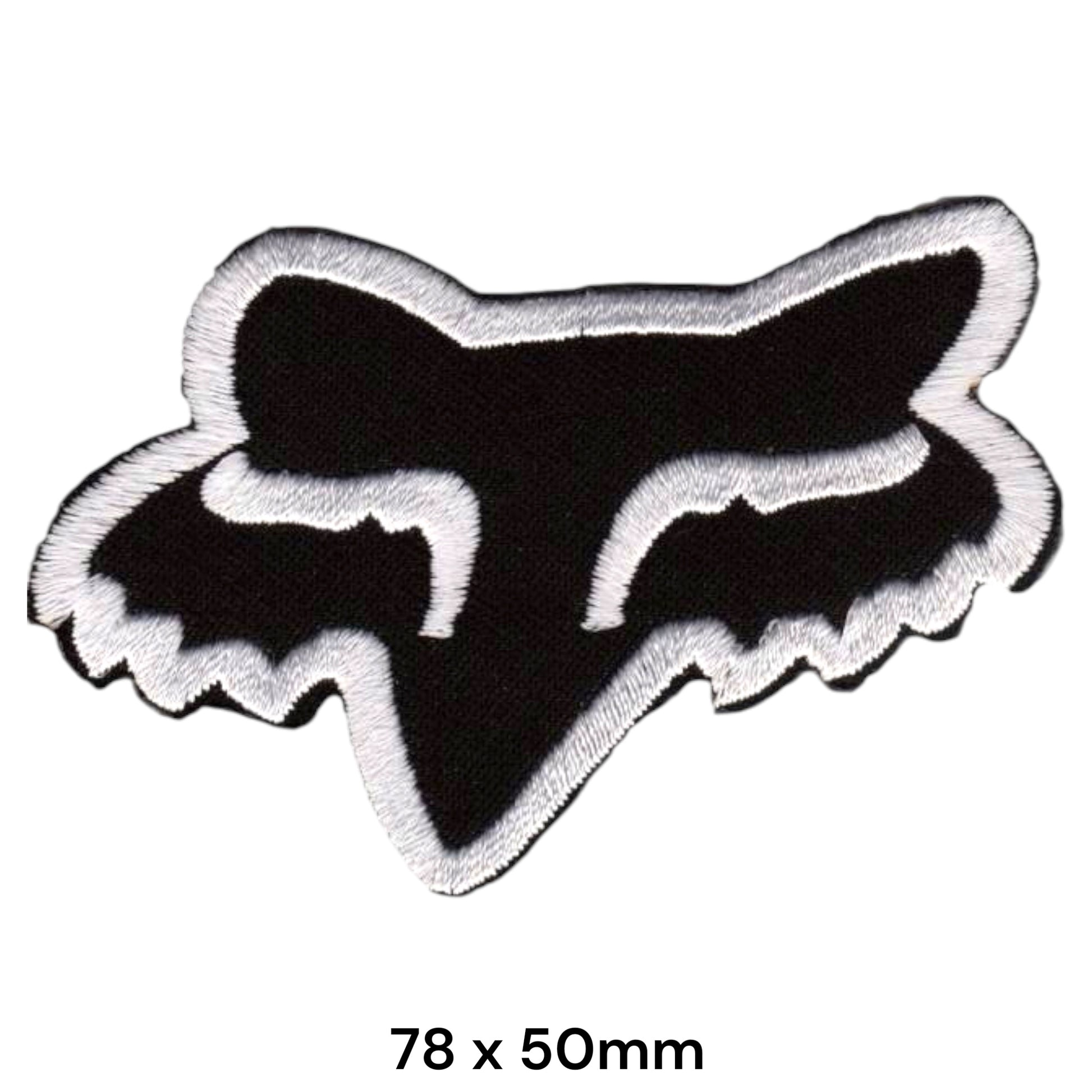 Fox Racing Fox Head Die-Cut Embroidered Patch 78x50mm – White & Black
