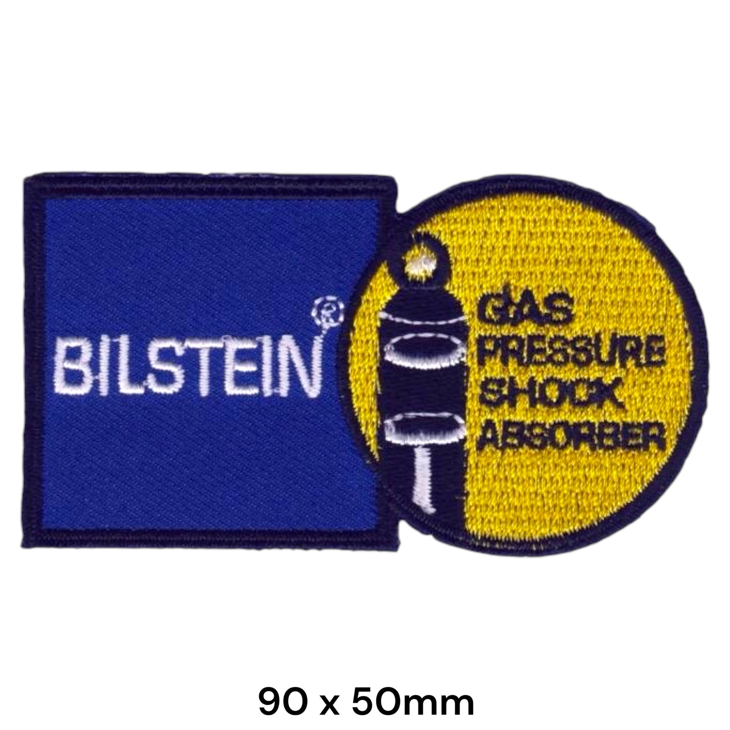 Bilstein Gas Pressure Shock Absorber Embroidered Patch 90x50mm – Blue, Yellow & White