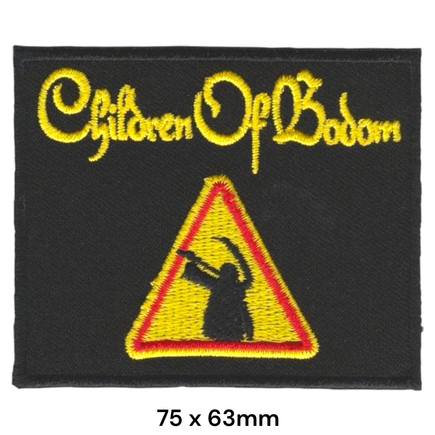 Children Of Bodom Warning Triangle Rectangular Embroidered Patch 75x63mm – Yellow, Red & Black