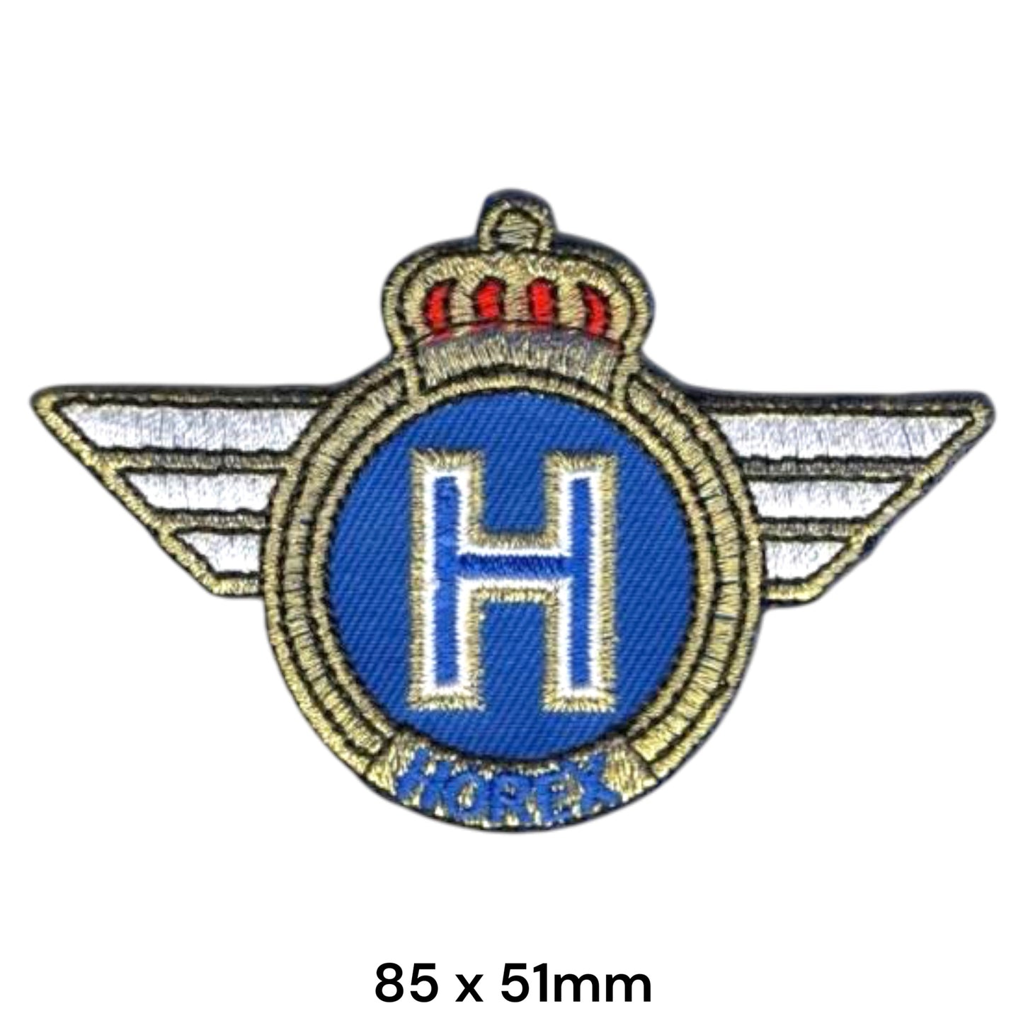 Horex H Crown Wings Circle Die-Cut Embroidered Patch 85x51mm – Blue, Gold, White & Red