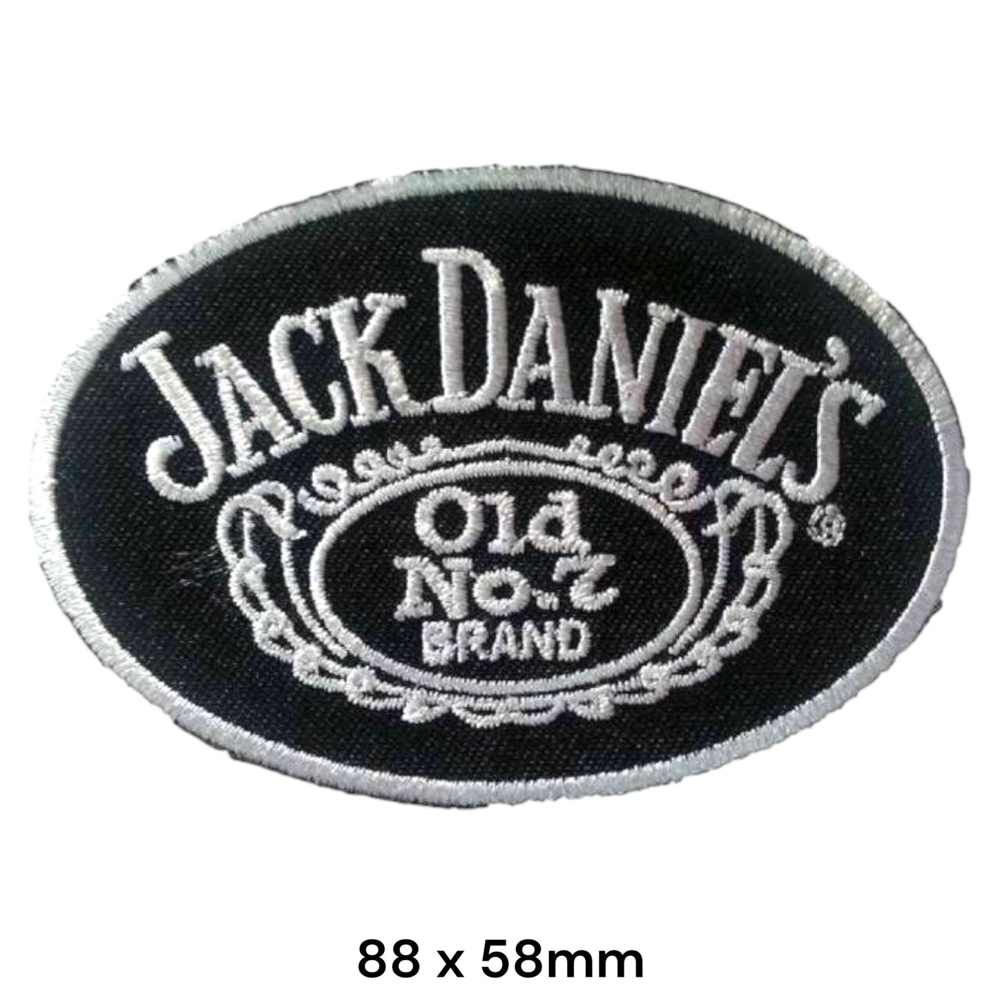 Jack Daniel's Old No. 7 Brand Oval Embroidered Patch 88x58mm – White/Silver & Black