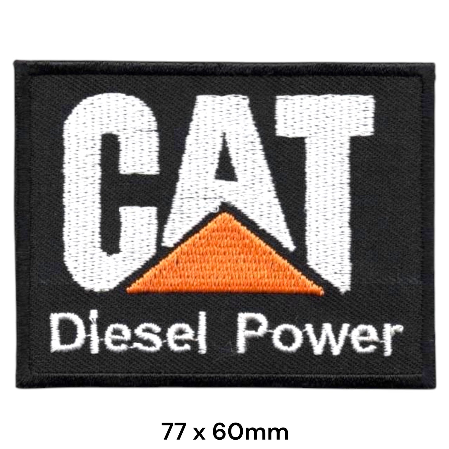 Caterpillar CAT Diesel Power Triangle Logo Rectangular Embroidered Patch 77x60mm – White, Orange & Black