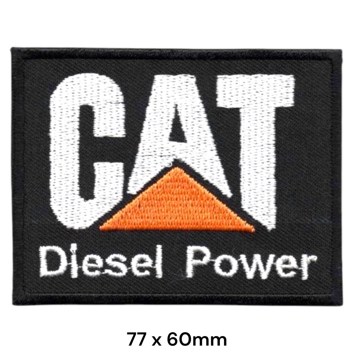 Caterpillar CAT Diesel Power Triangle Logo Rectangular Embroidered Patch 77x60mm – White, Orange & Black