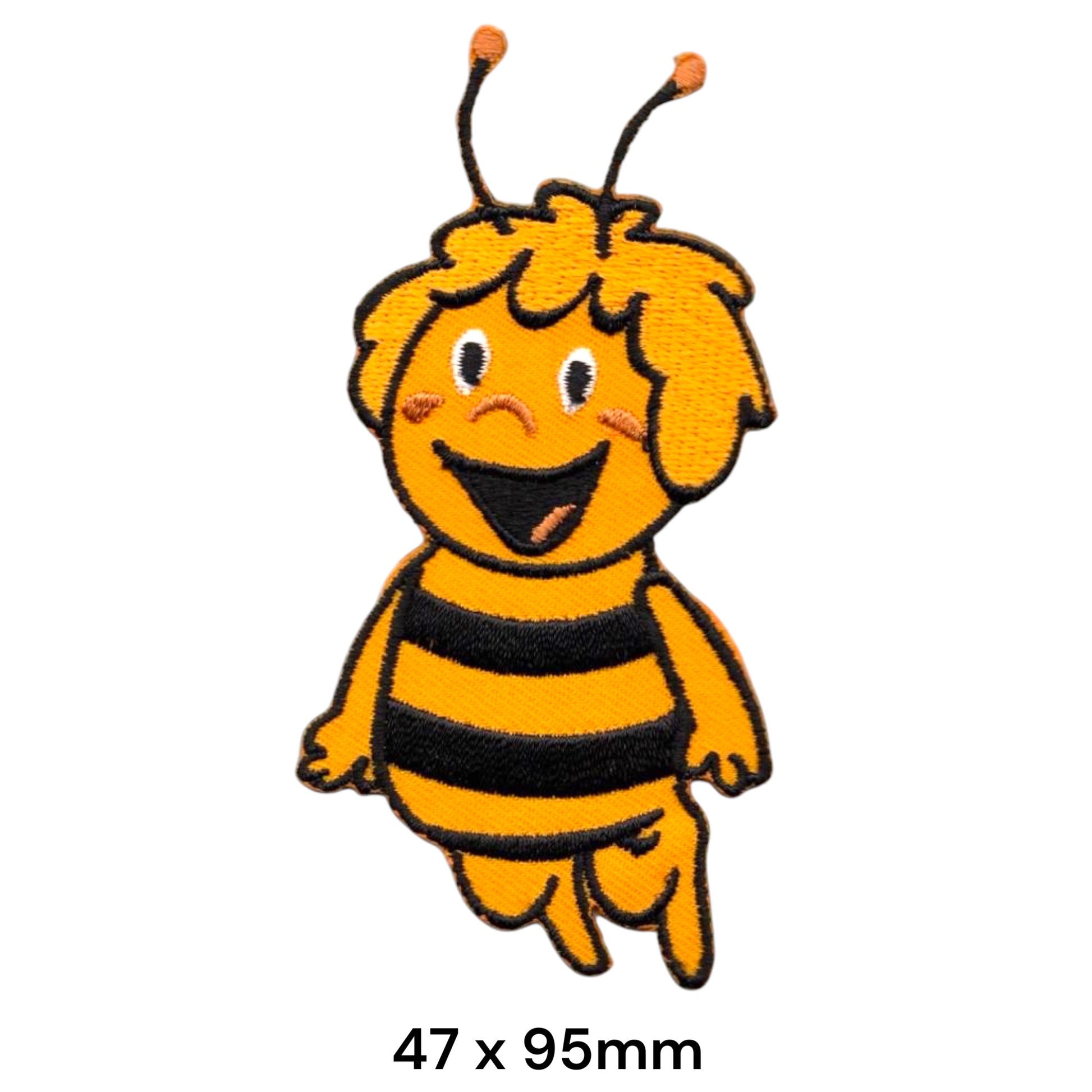 Maya the Bee Smiling Die-Cut Embroidered Patch 47x95mm – Yellow, Orange & Black