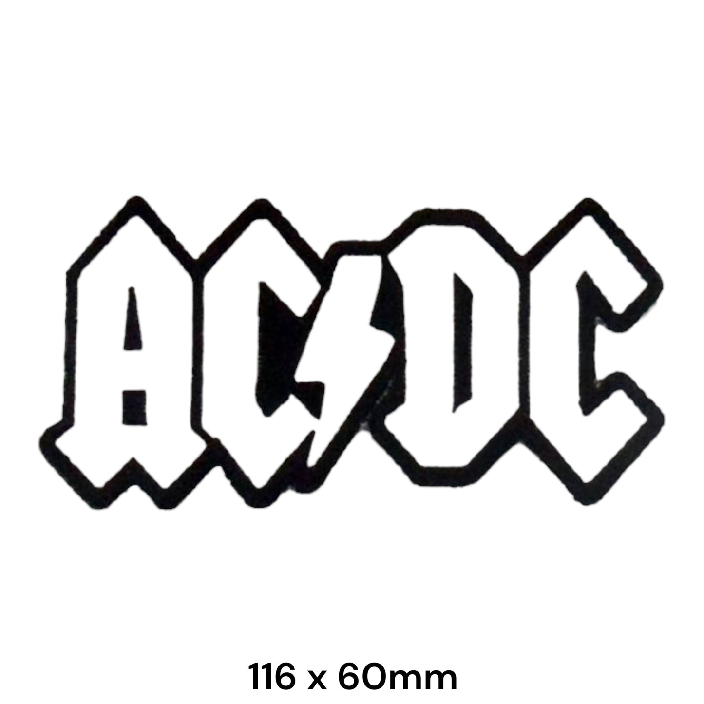 AC/DC Logo Die-Cut Embroidered Patch 116x60mm – White & Black