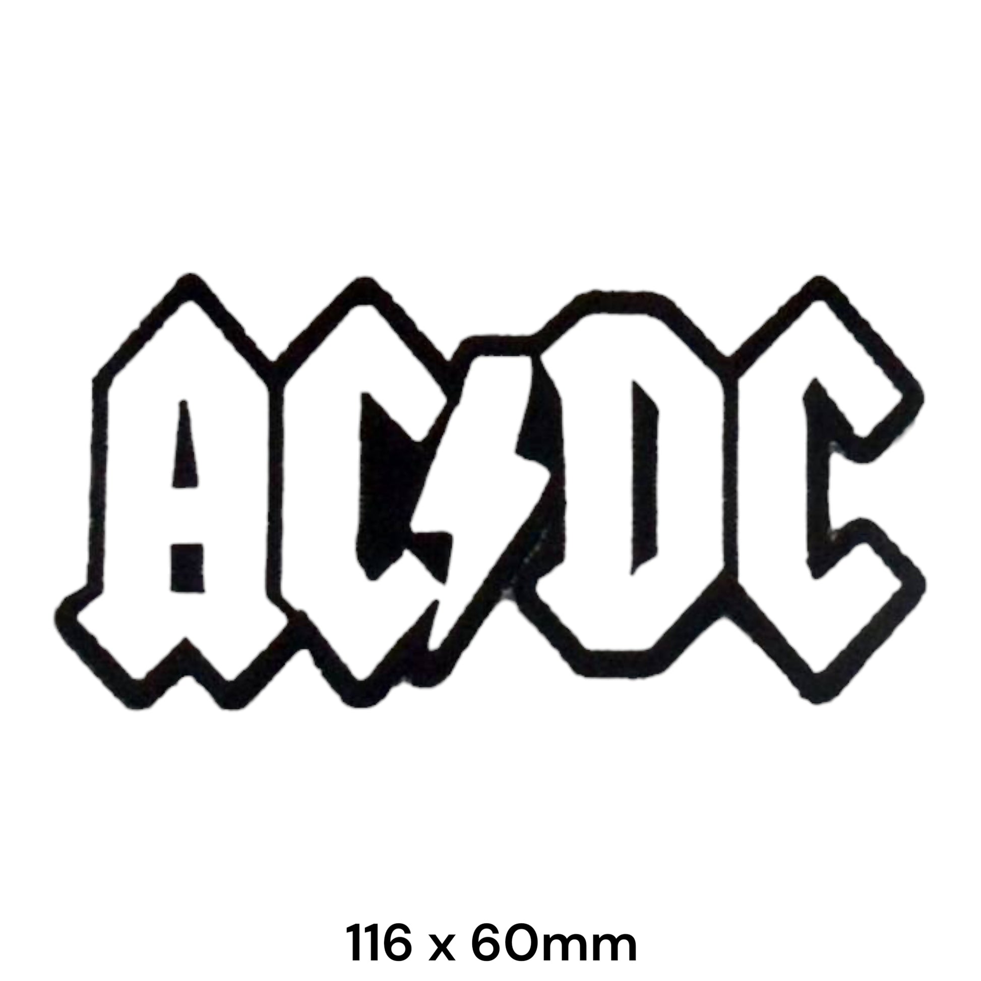 AC/DC Logo Die-Cut Embroidered Patch 116x60mm – White & Black