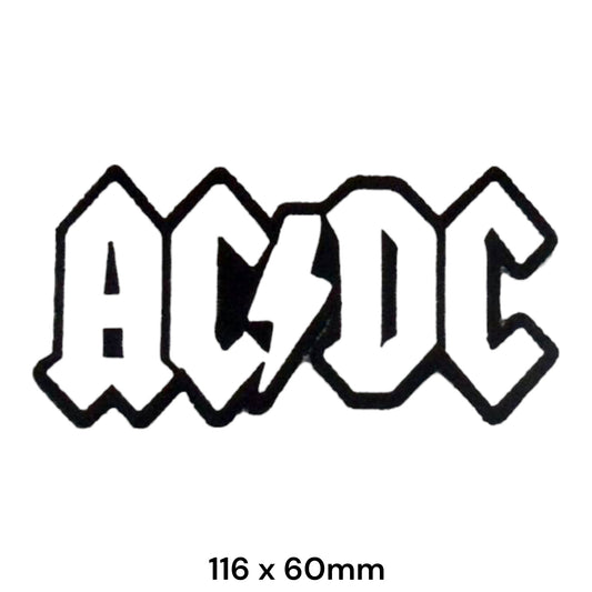 AC/DC Logo Die-Cut Embroidered Patch 116x60mm – White & Black