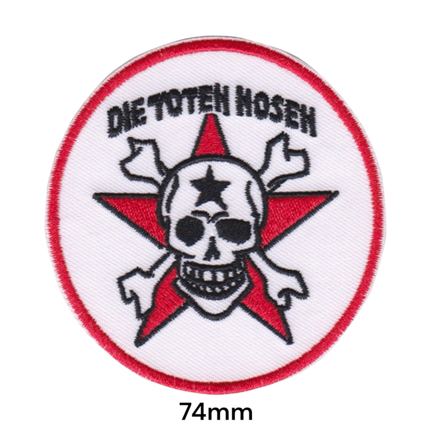 Die Toten Hosen Skull Star Crossbones Circle Embroidered Patch 74mm – Red, White & Black