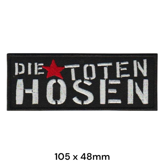 Die Toten Hosen Star Stencil Wordmark Rectangular Embroidered Patch 105x48mm – White/Silver, Red & Black