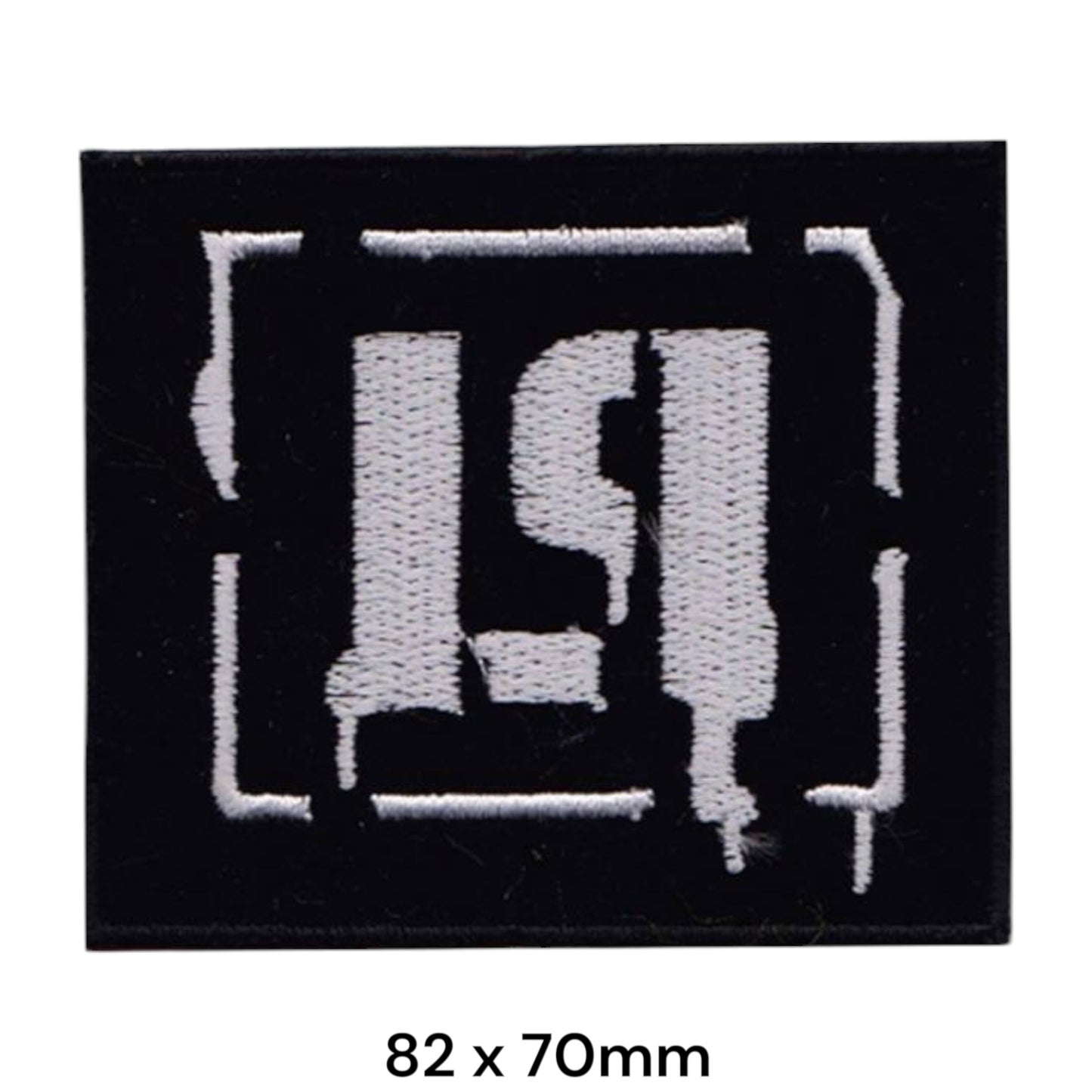 Linkin Park LP Bracket Logo Square Embroidered Patch 82x70mm – White/Silver & Black