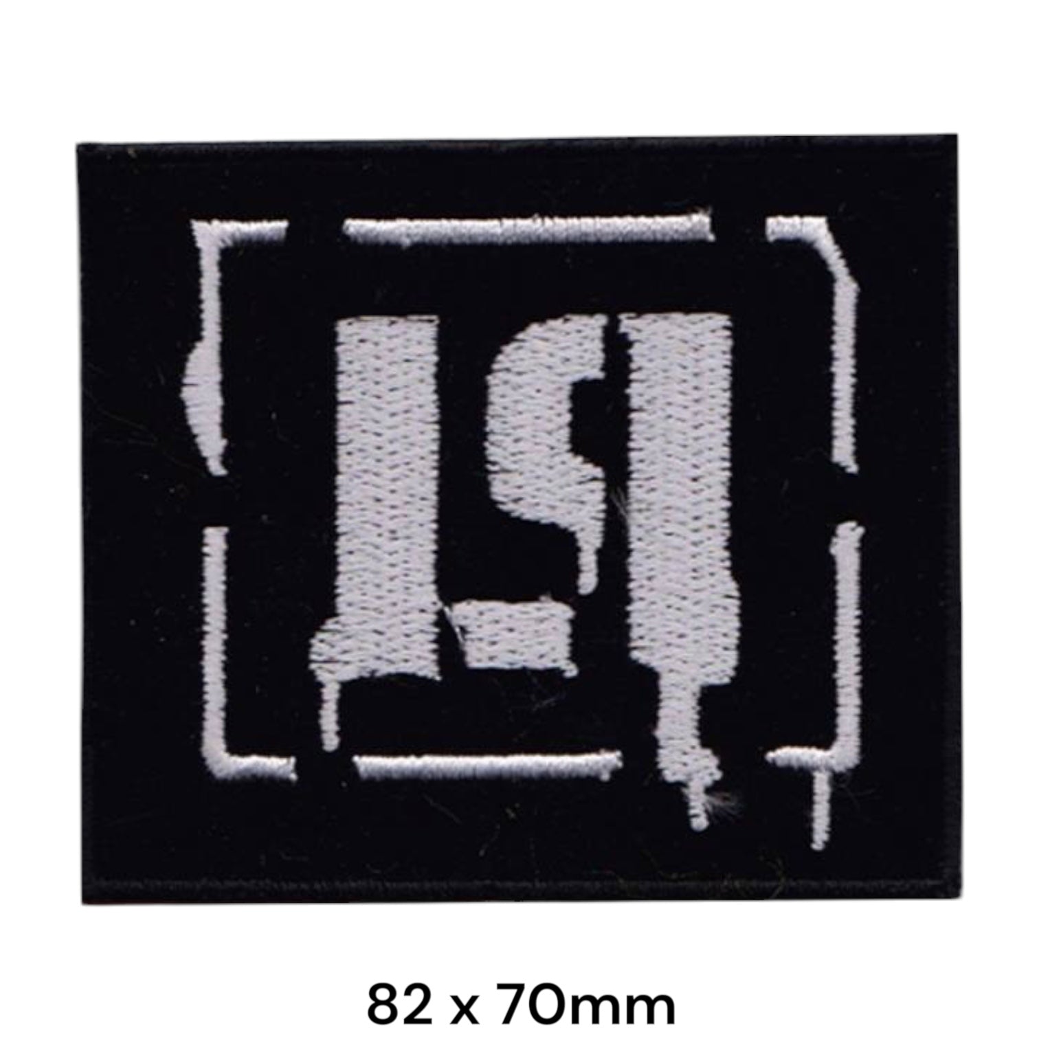 Linkin Park LP Bracket Logo Square Embroidered Patch 82x70mm – White/Silver & Black