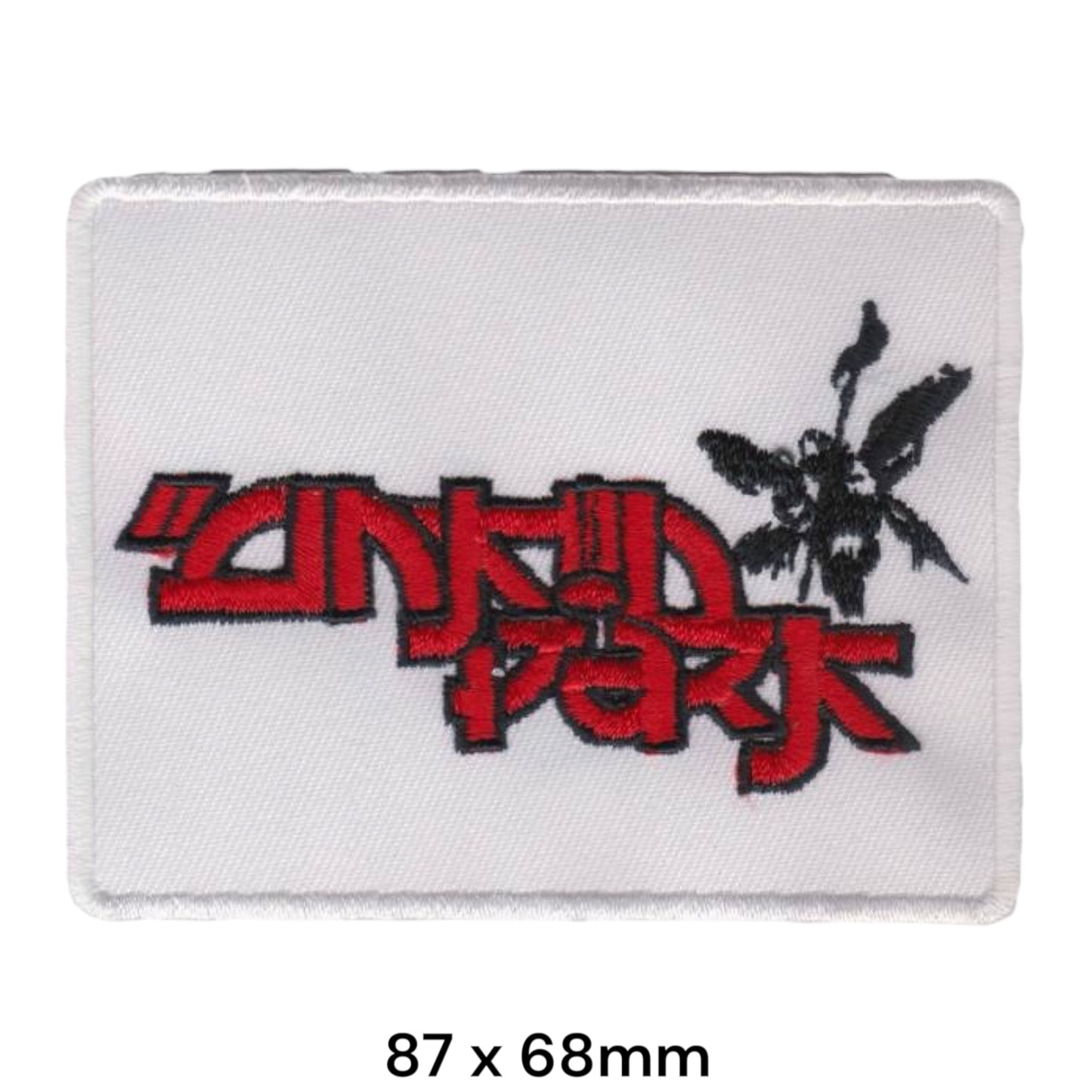 Linkin Park Japanese Kanji Style Wordmark Butterfly Rectangular Embroidered Patch 87x68mm – Red, Black & White