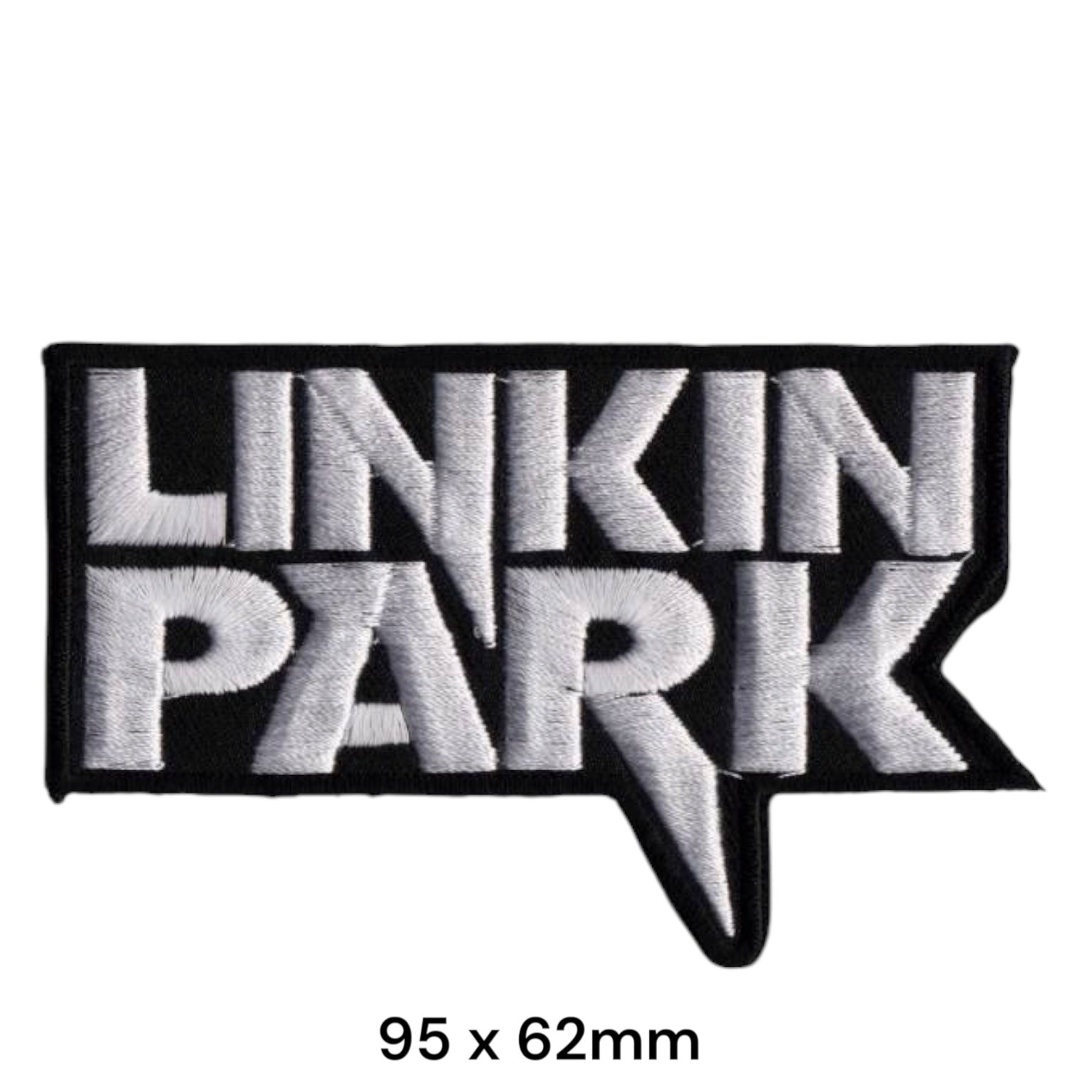 Linkin Park Two-Line Wordmark Speech Bubble Die-Cut Embroidered Patch 95x62mm – White/Silver & Black