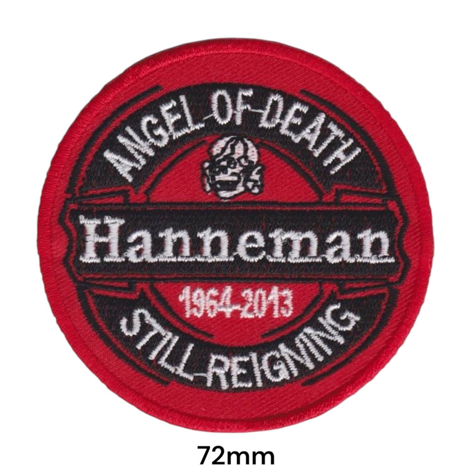 Slayer Jeff Hanneman Angel of Death Still Reigning Memorial Circle Embroidered Patch 72mm – White/Silver, Black & Red